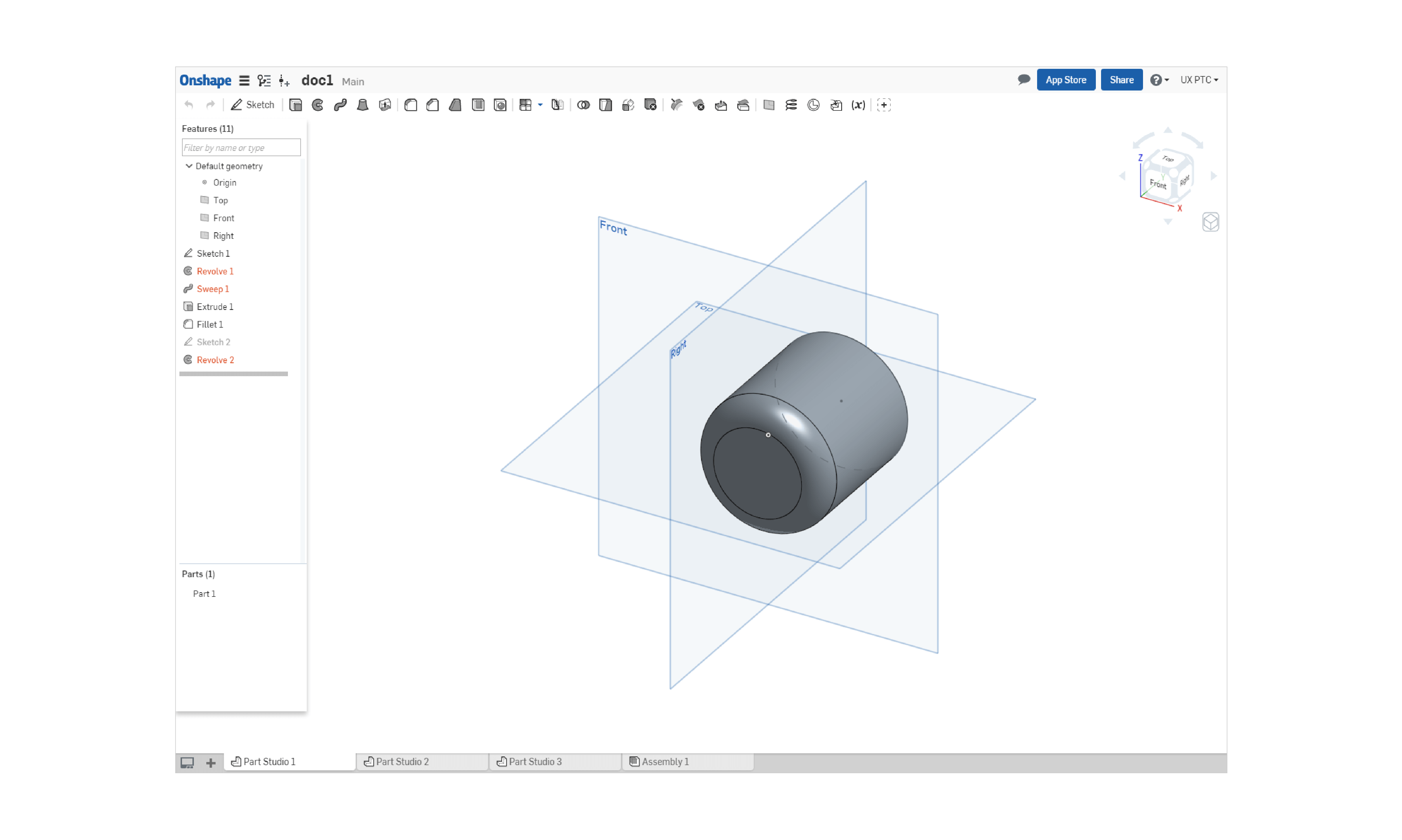 Onshape, screenshot.