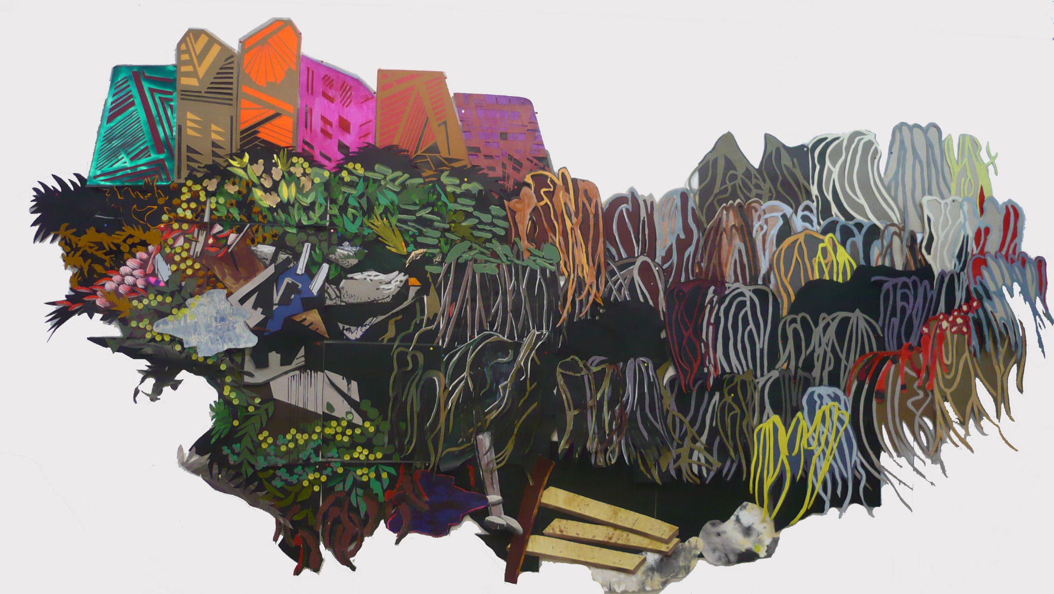 Vine Wall, Paper and Mixed Media, 8'x15', 2008