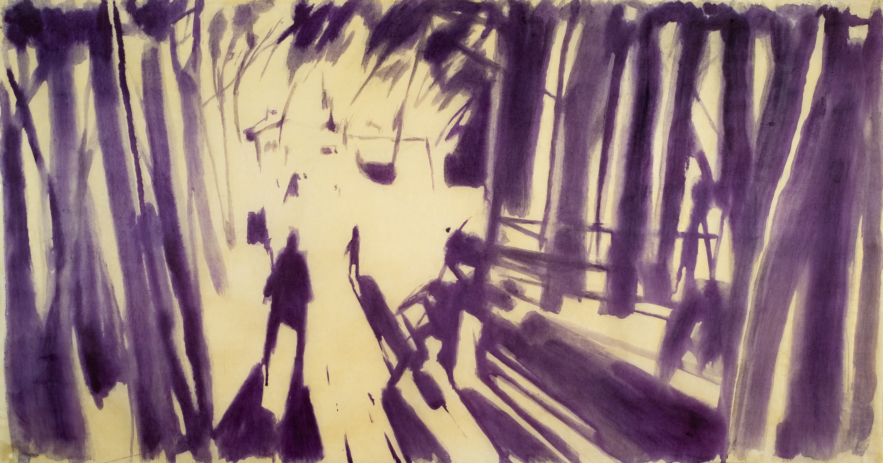 The Fire, 2023. Ink on Hanji paper — 58 x 30 in. 