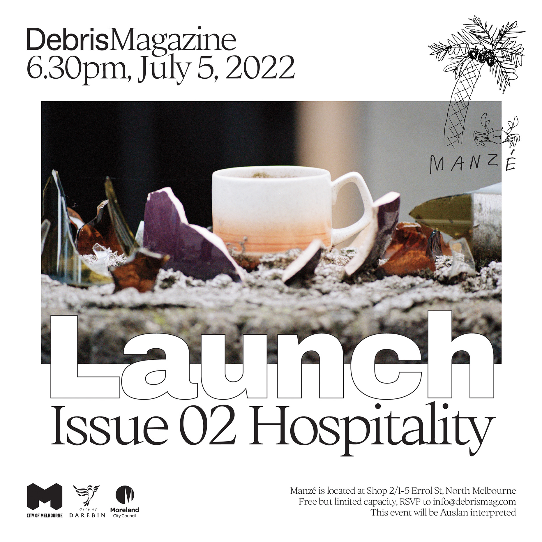 Promotional material for Debris Magazine event