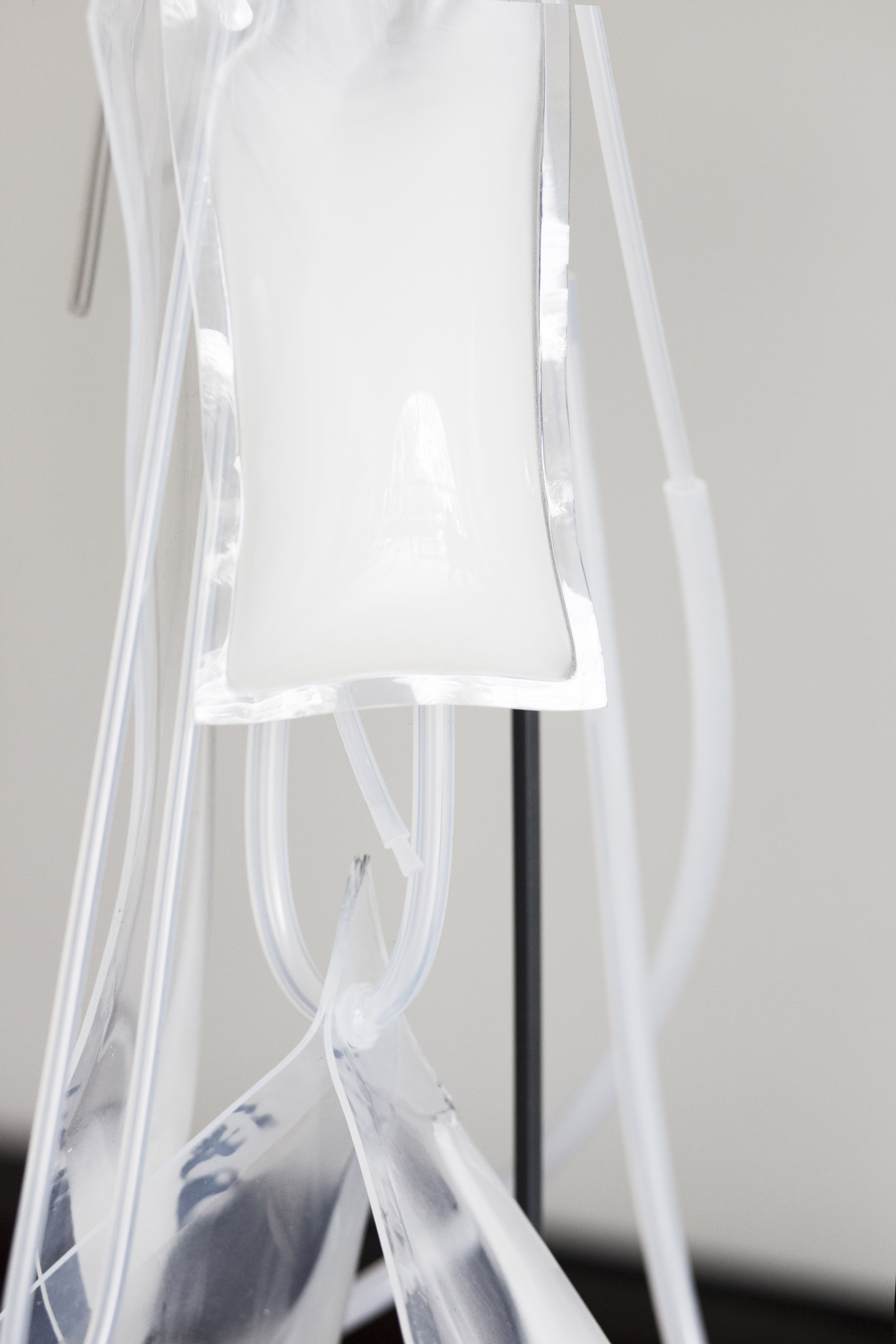 [Installation view: Antarctic Pavilion, 57th Venice Biennale, 2017.  Via self-assembly - Silicone, sodium acetate trihydrate, steel and bottled water.  Supported by the European Cultural Foundation]