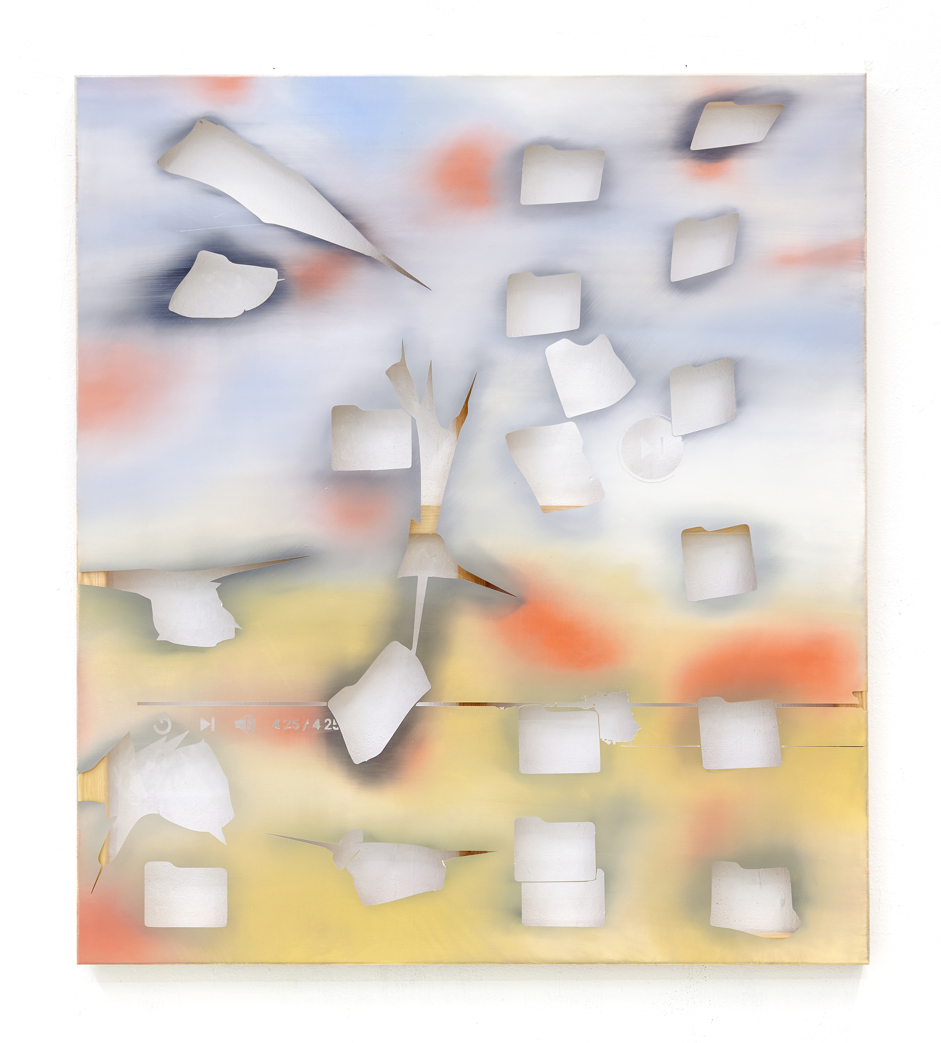 Digital Water Series 1, 2019, oil and acrylic on ransparent foil, 135x120 cm