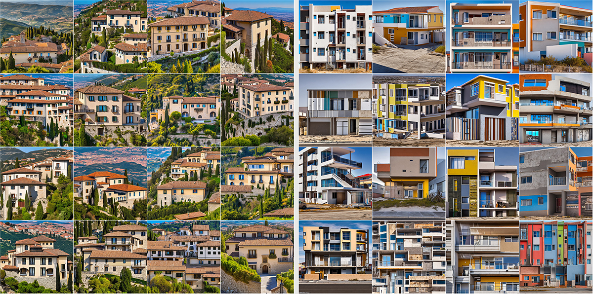 Left: San Marino - high lifeability index while low compositional diversity. Right: Khayelitsha - low lifeability index while high compositional diversity.