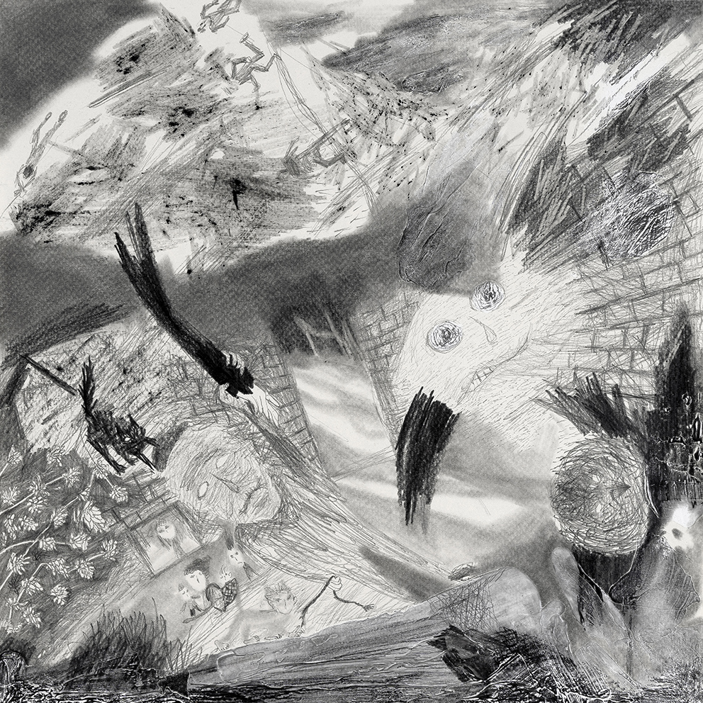 손 꼭 잡으세요, 2018, 종이에 흑연, 혼합재료, 30x30cm