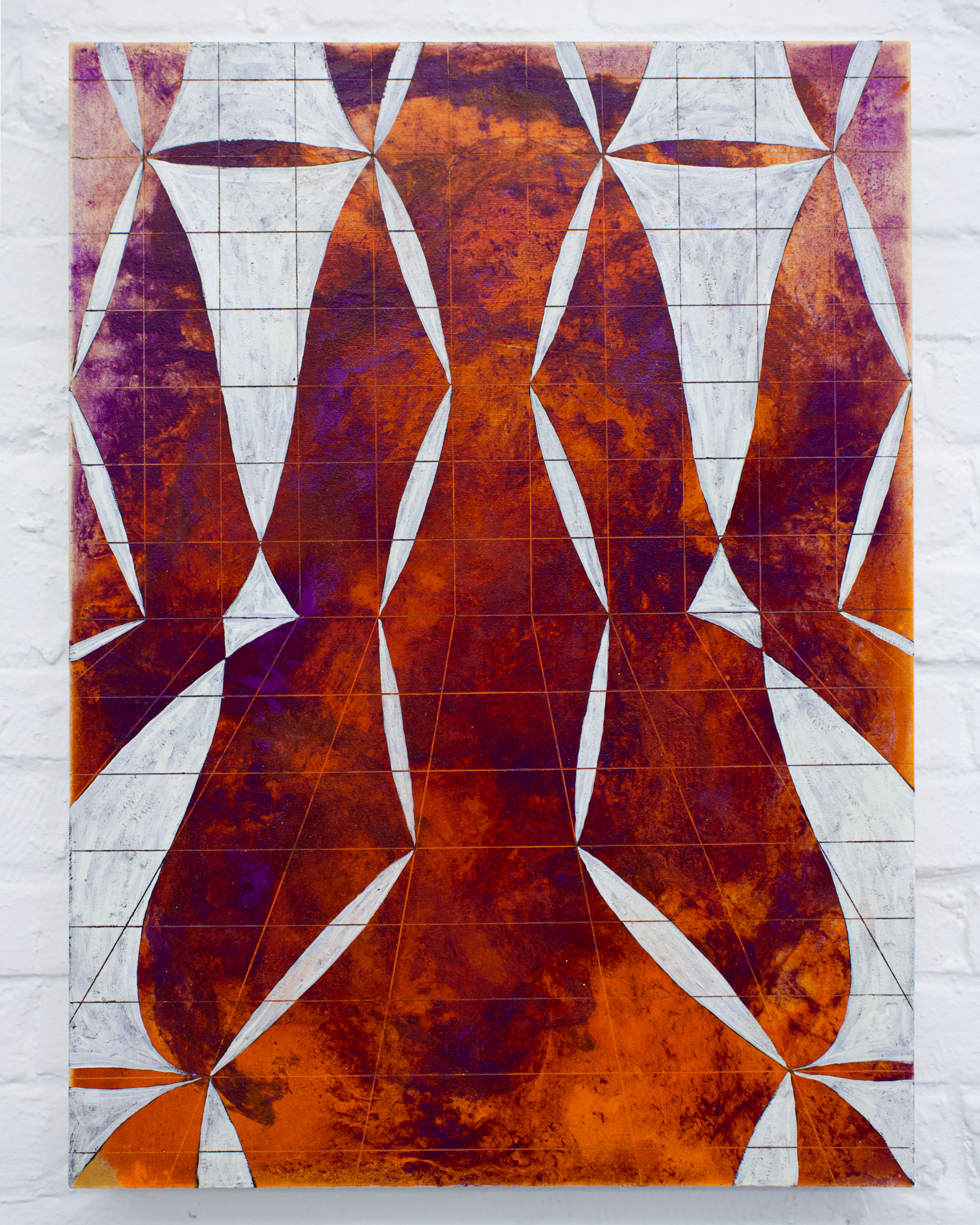 "Cobalt violet, molybdenum orange and titanium white" egg yolk and flaxseed gel on canvas lined on wood, 60,5x45cm, 2025