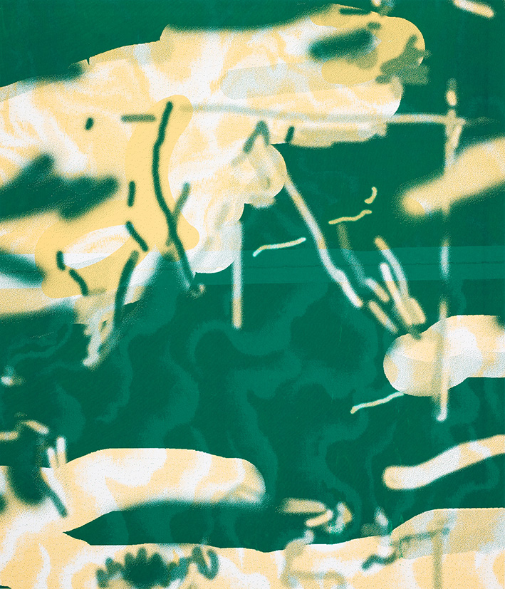 Print 009, 2018 Screen print,  oil on paper 60 x 70 cm 