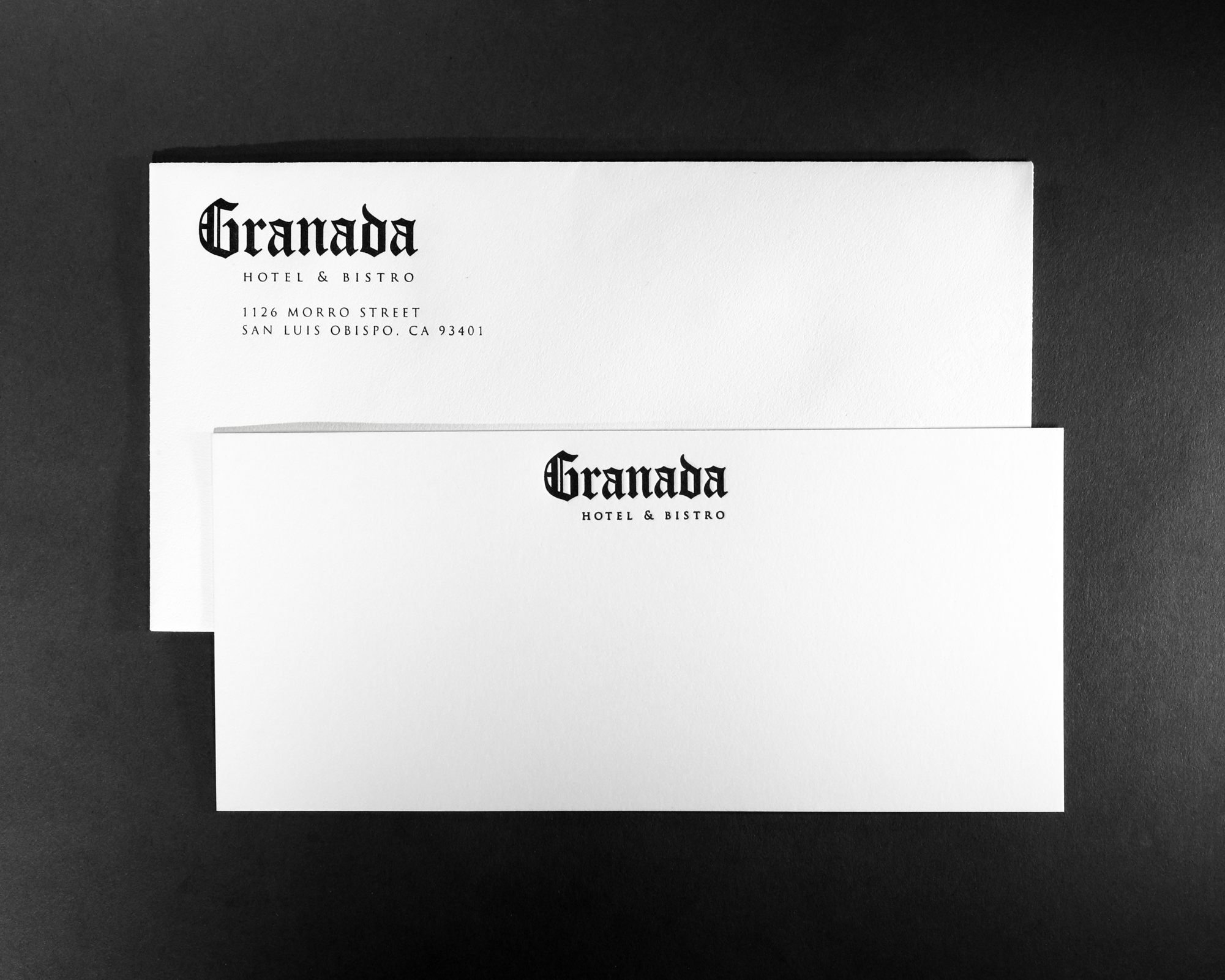 LETTERPRESSGranada Hotel and Bistro notecard and envelope