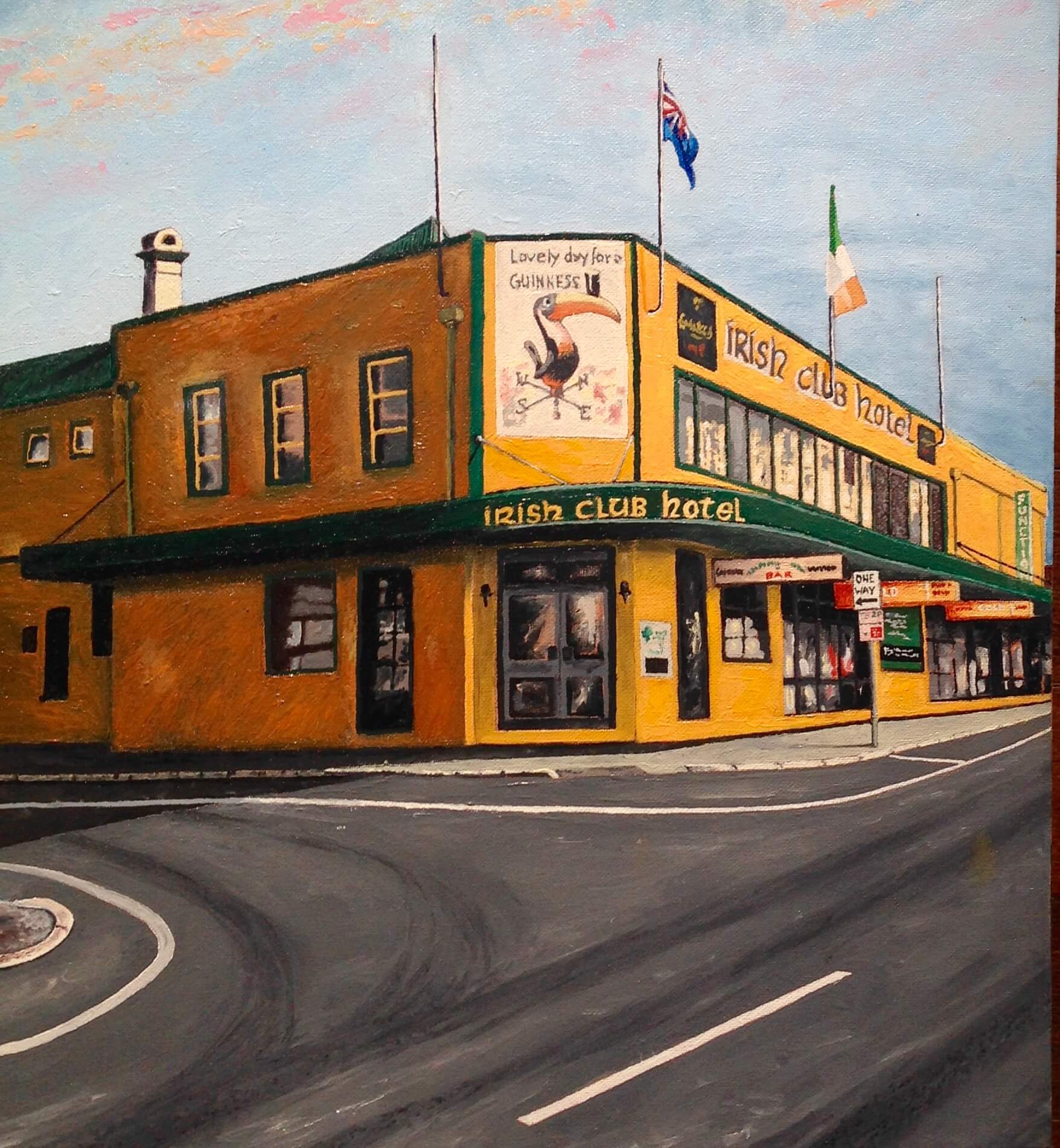 Irish Club — Russel Street, Oil on Canvas, 50 x 40 cm.