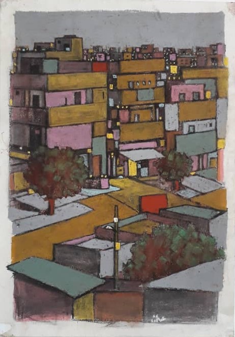 Khalid Abdel Rahman, Untitled 9, 2018, Acrylic Monotype on paper, 30 x 40 cm, $700.00