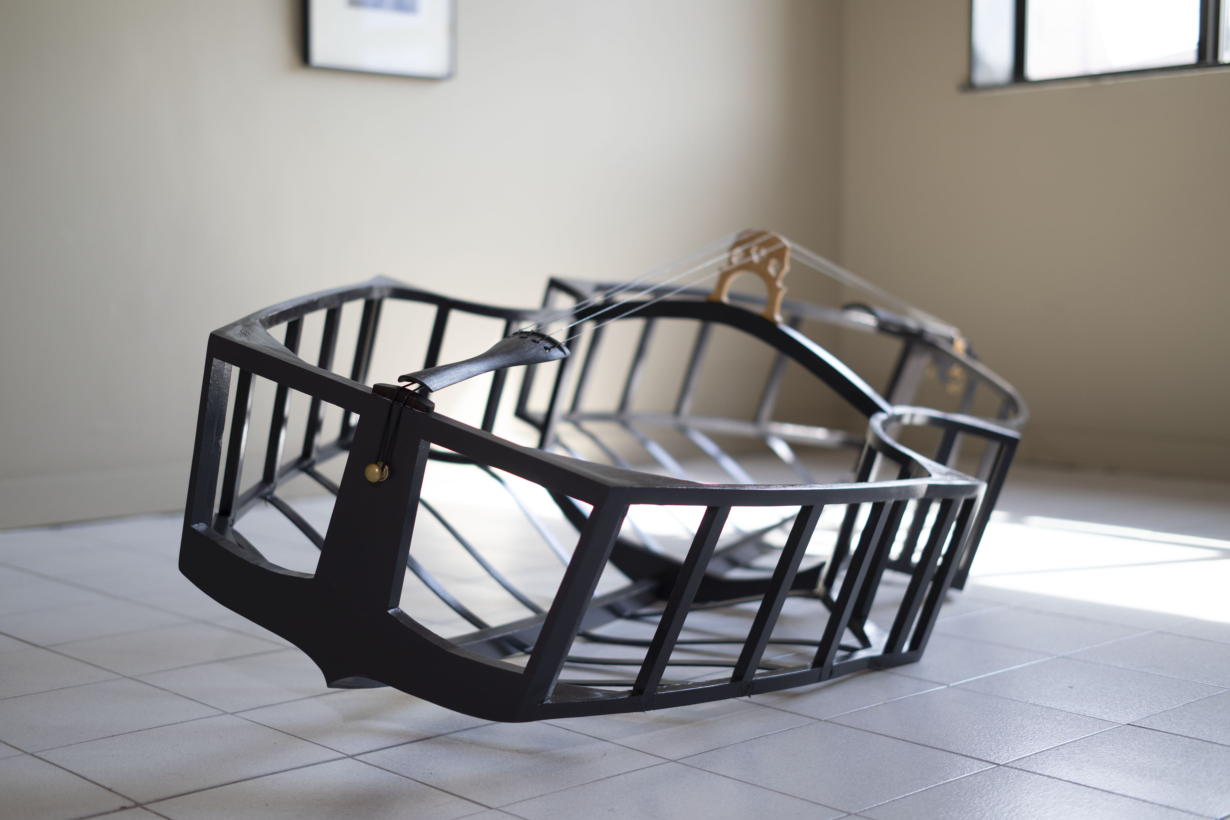 Armatura, 2024, 11'x27''x45'', birch, ash, maple, ebony, black walnut, steel, copper, oil, various hardware - Pumice Raft