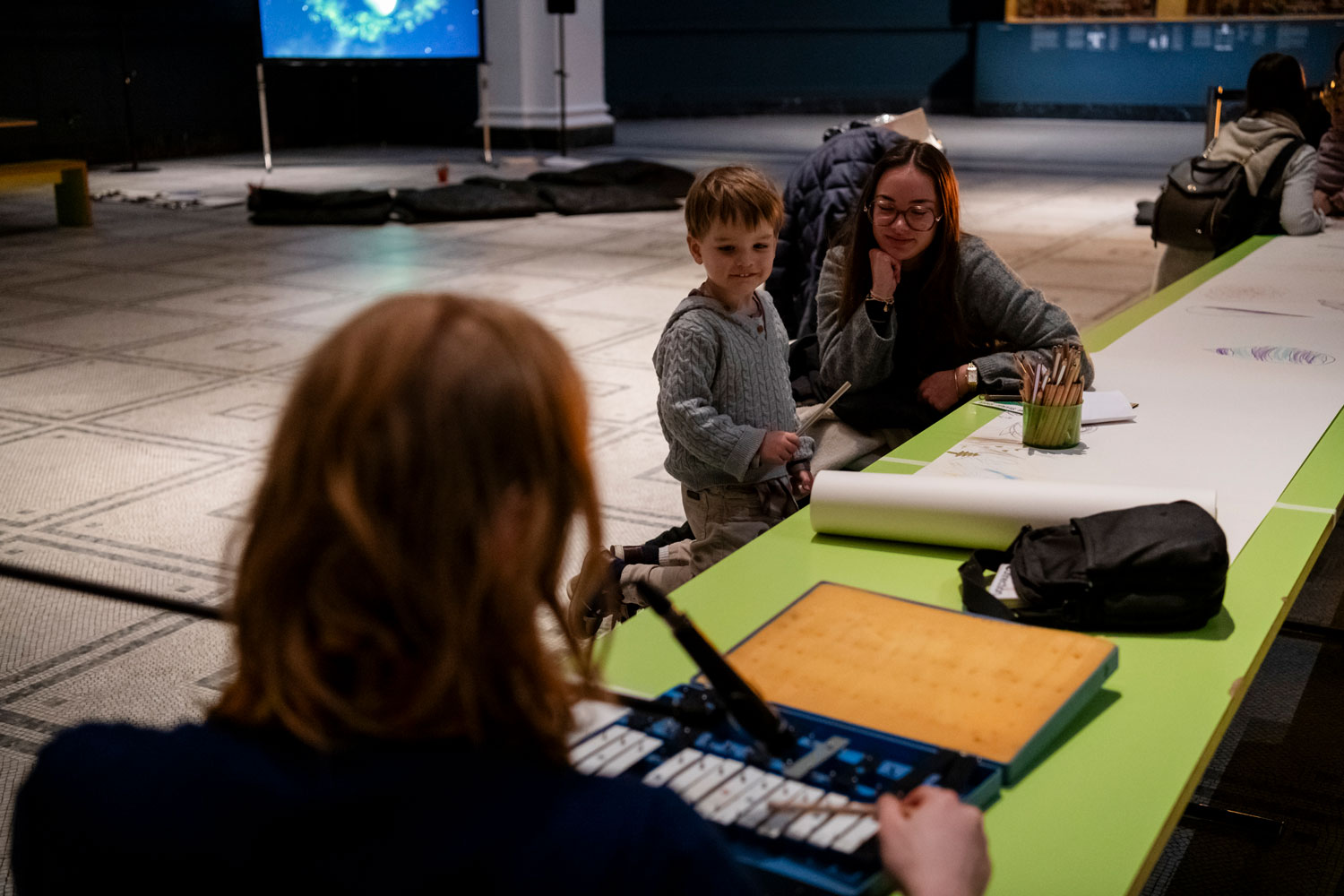 Getting inspired by instruments and their different sounds. Photo by Sandra Ebert.