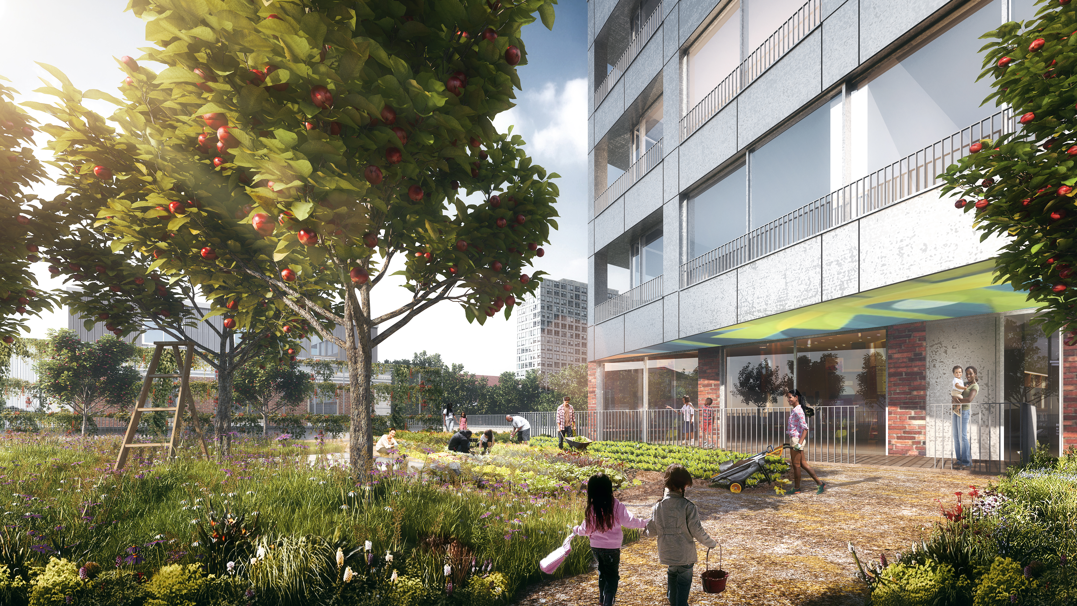 Rooftop farm where members of the community are invited to learn and experience the horticultural skillsRendering © Hard Rock Digital Technology Co. LTD