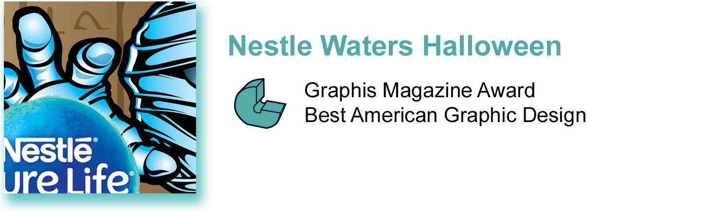 Graphic, Magazine, Best, American, Graphic, Design, Nestle, water, bottle, Halloween, monsters, Werewolf, cartoon, comic, cute, kids, scary, fun, funny, art, social media, Ted, Johnston, Creative, Studios, creative, director, illustration, illustrator, artist, advertising, marketing
