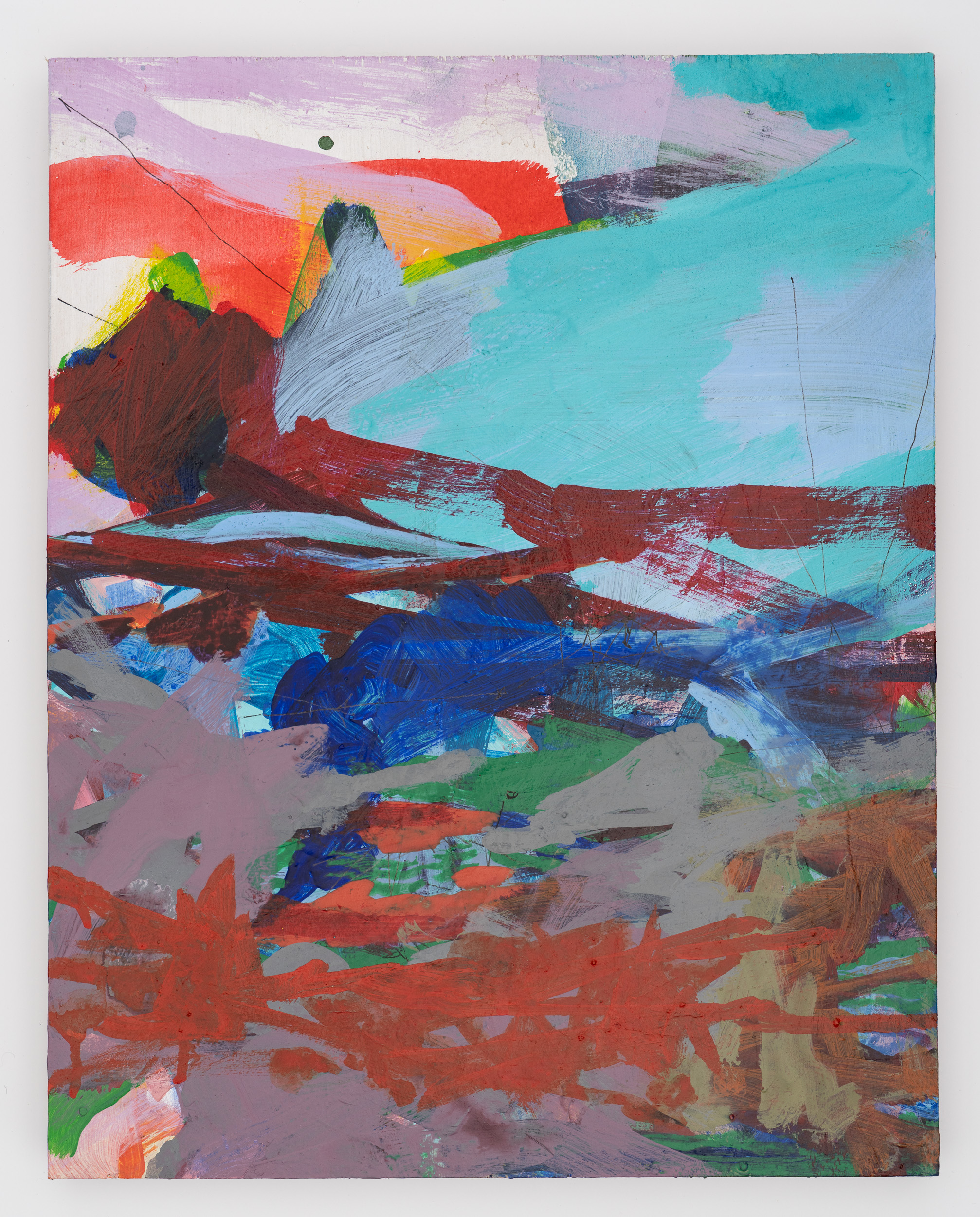 Mist Drift, 2025, acrylic and ink on panel, 15 x 12 inches