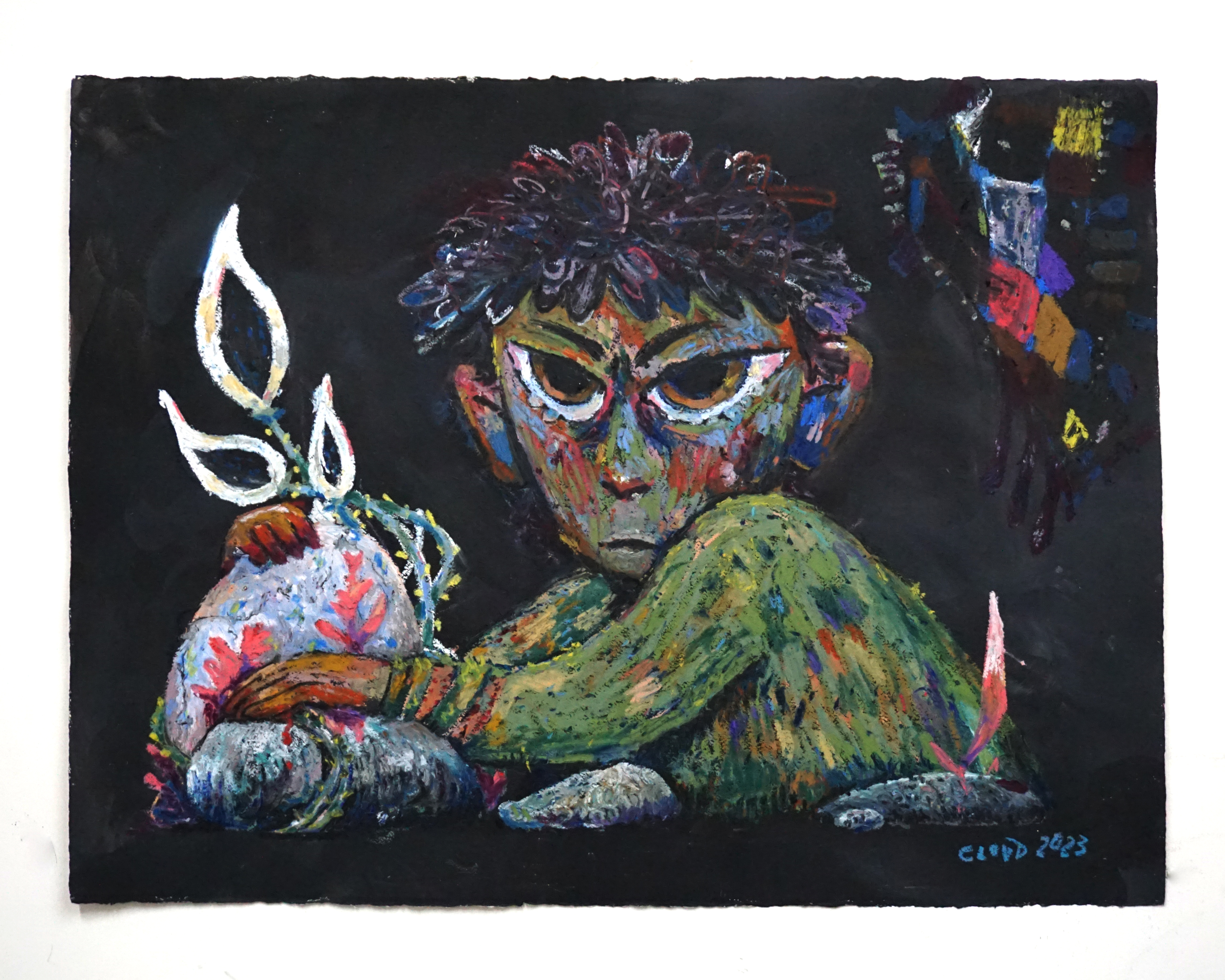 Protector 2/22x30/oilpastel on paper