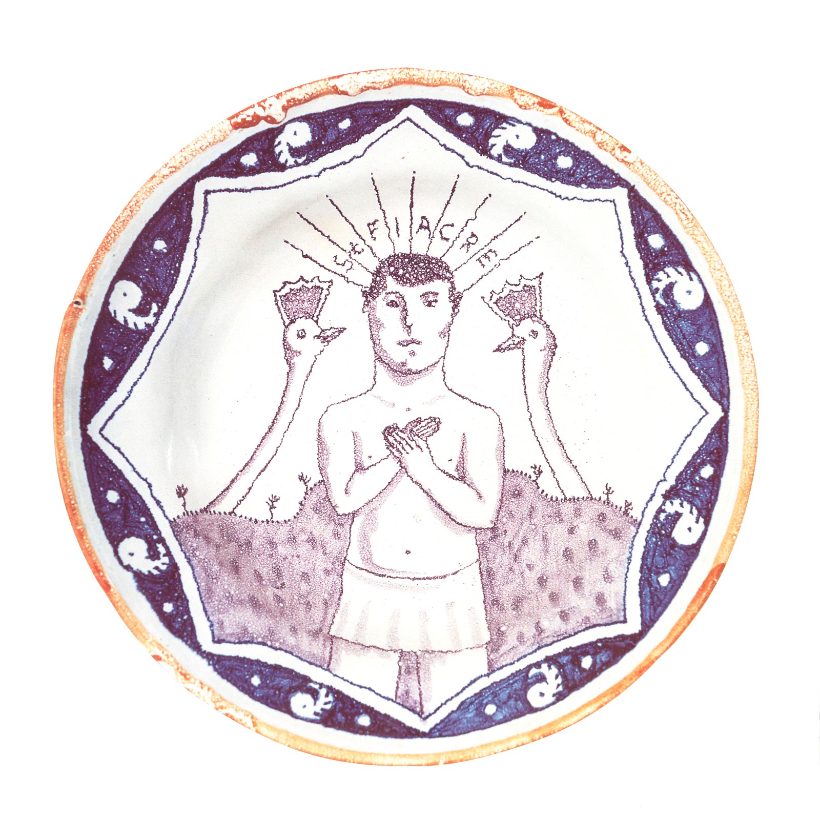 St Fiacre, 9.1.1998Glazed ceramic stonewareDiameter 26.5cm