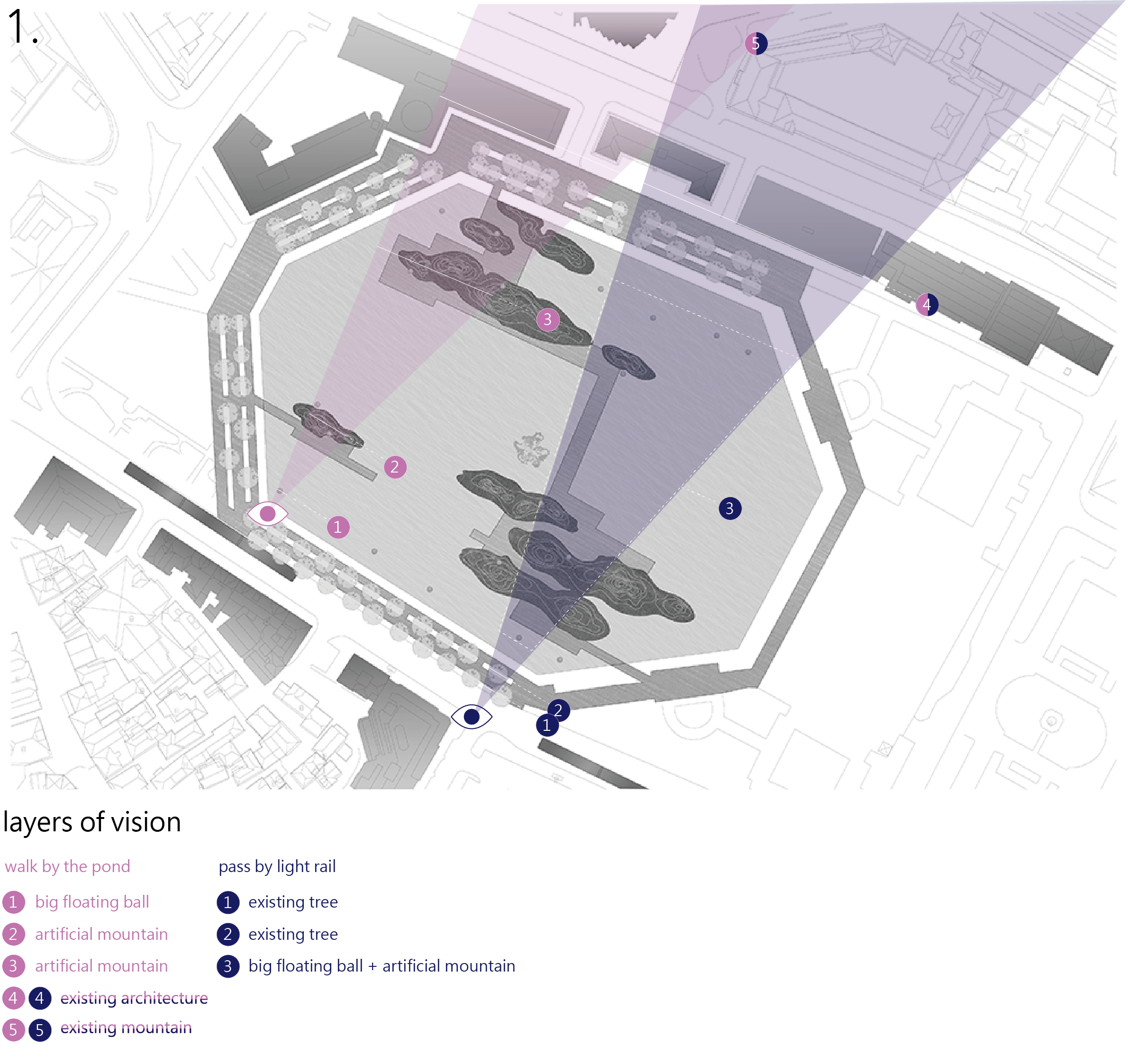 Using the Bergen mountains to create a third depth of field, to disturb the original straight-line landscape.