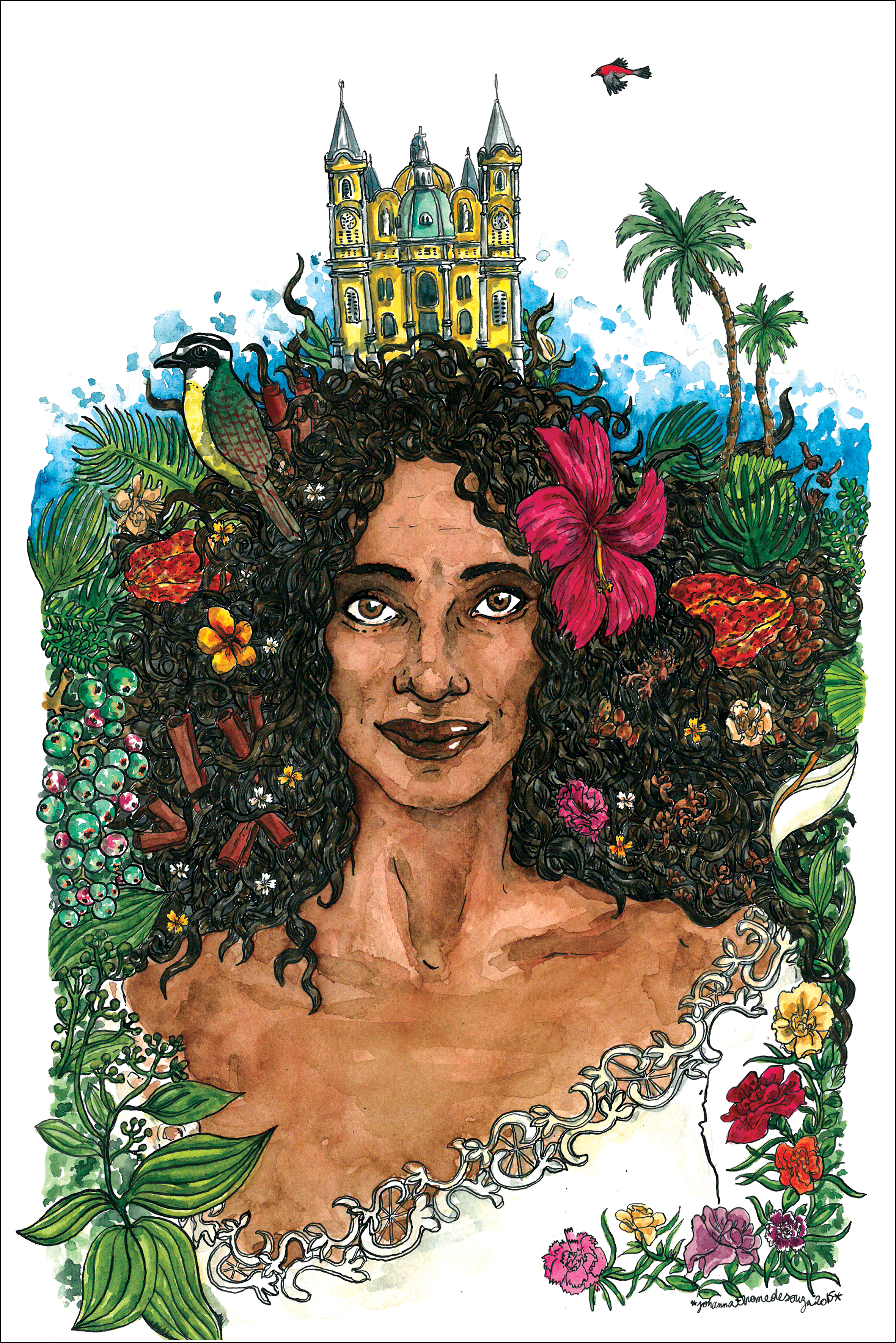 Gabriela, 31 x 42 cm, aquarelle et encre de Chine