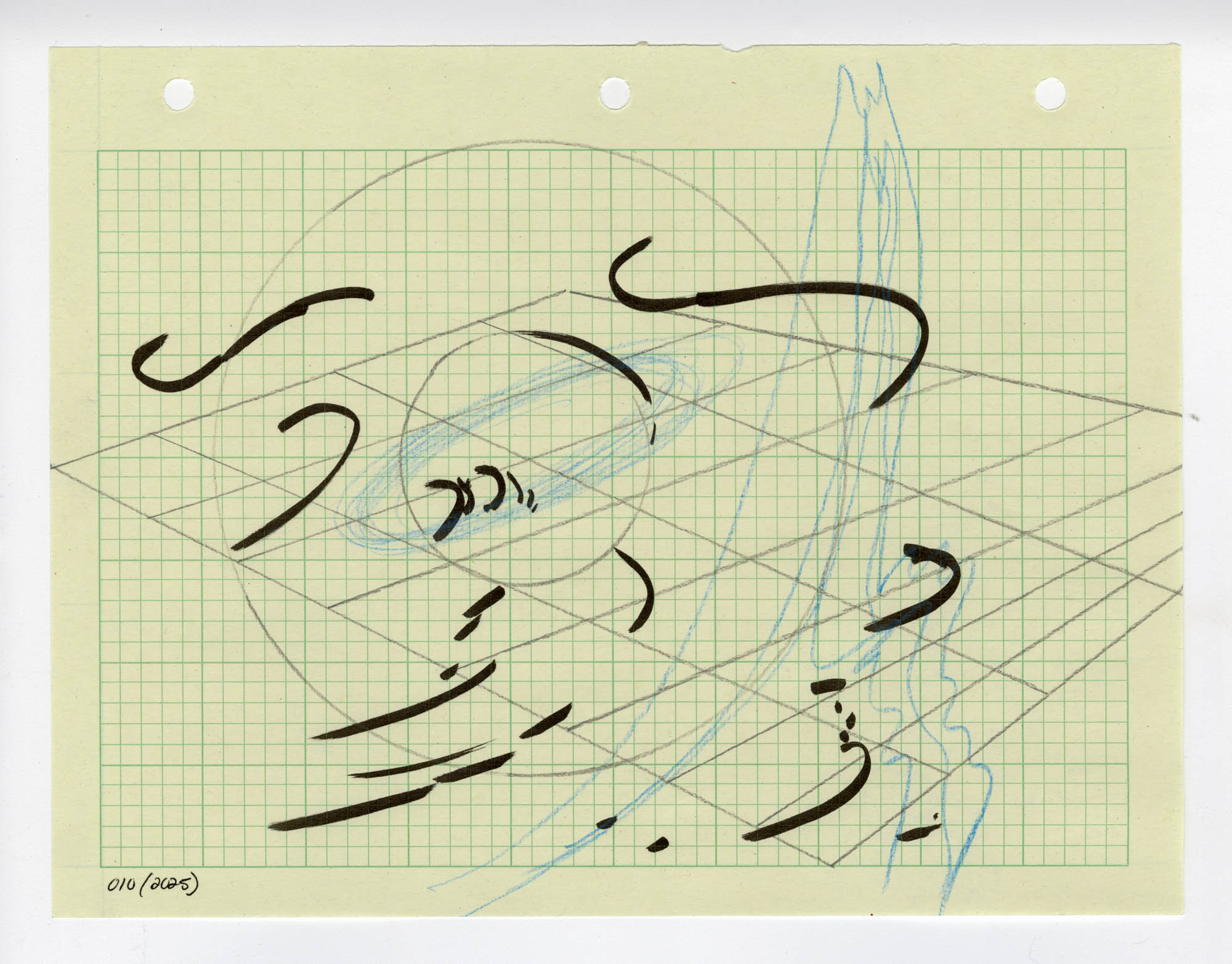 010. 2025. Graphite, colored pencil, and marker on graph paper. 11" by 8.5"