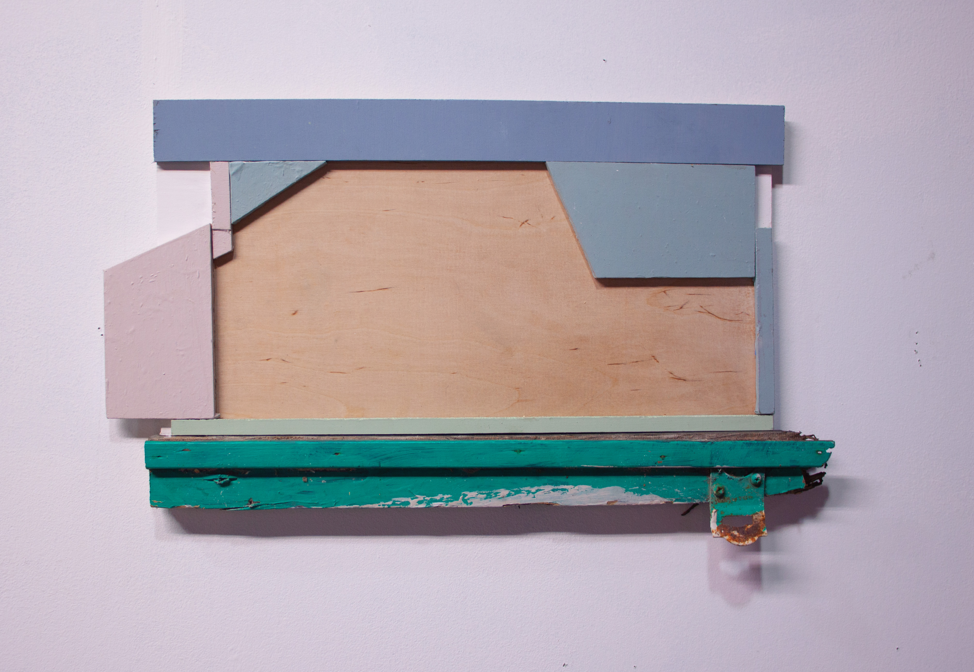 The Eviction Notice, paint skins and found pieces of a home, 12 x 17, 2024