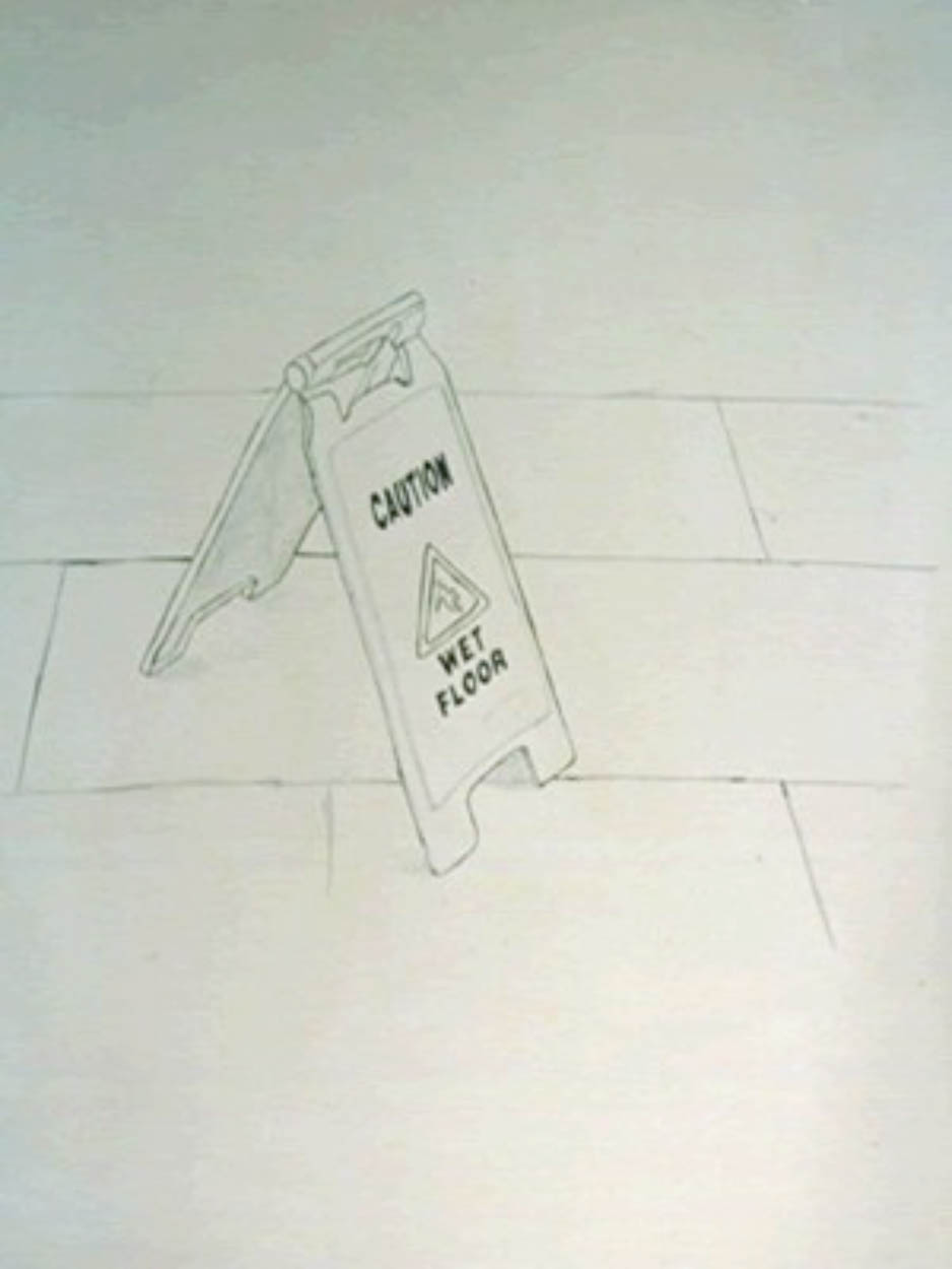 Caution, 2000, acrylic on museum board, 32”X40”