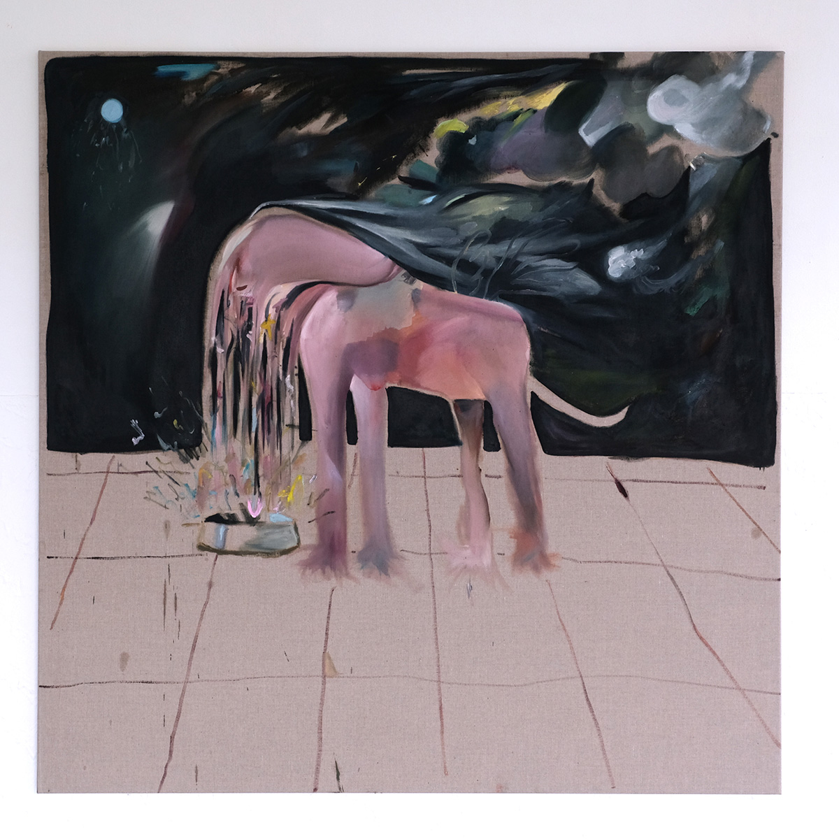 You and your dog, oil on linen, 150 x 150 cm, 2022