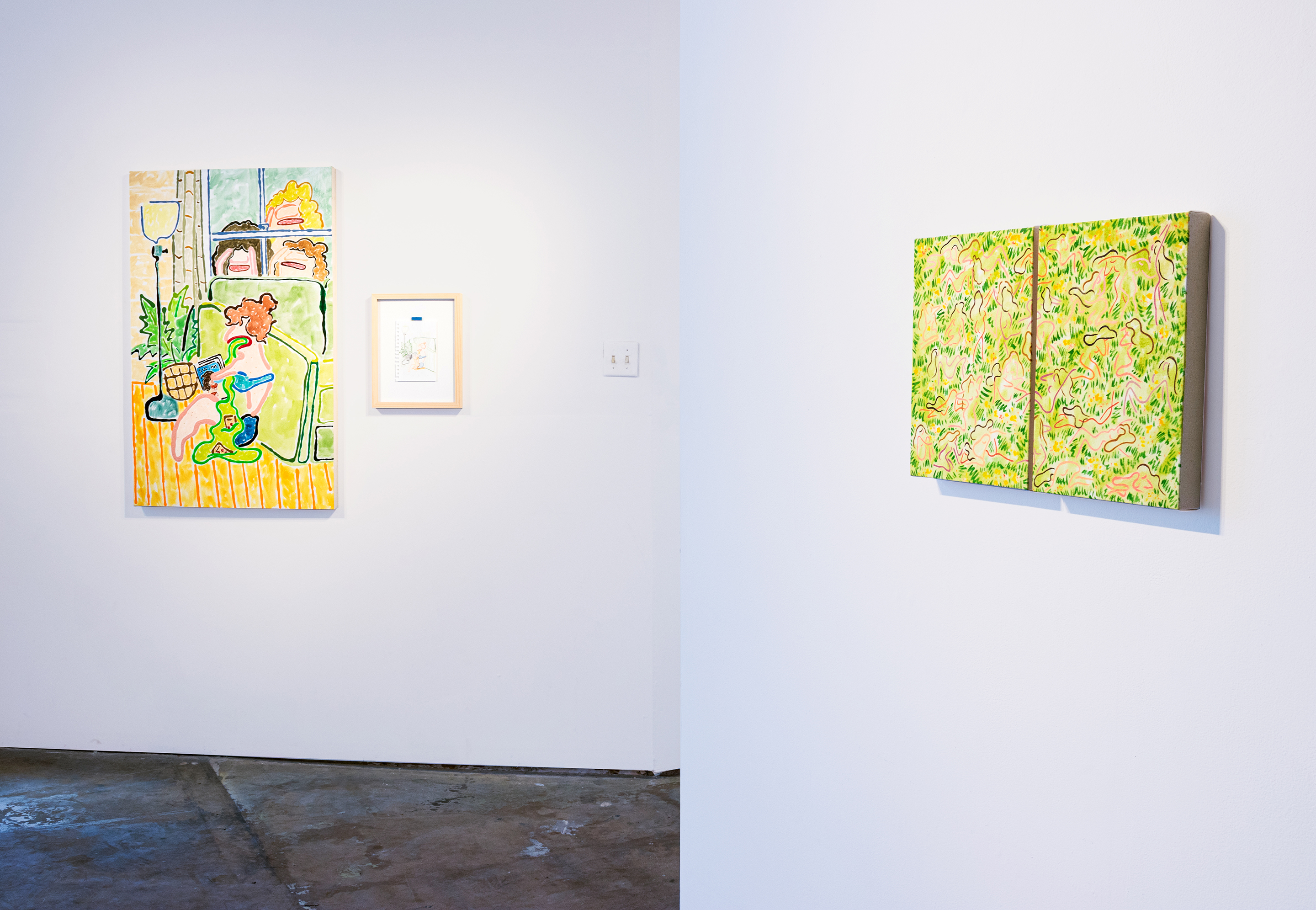 This is an installation shot of my recent solo exhibition Uncharitable Spaces for Uncharitable People. The works Magazine Social and Things We Do in the Field are shown in this image.