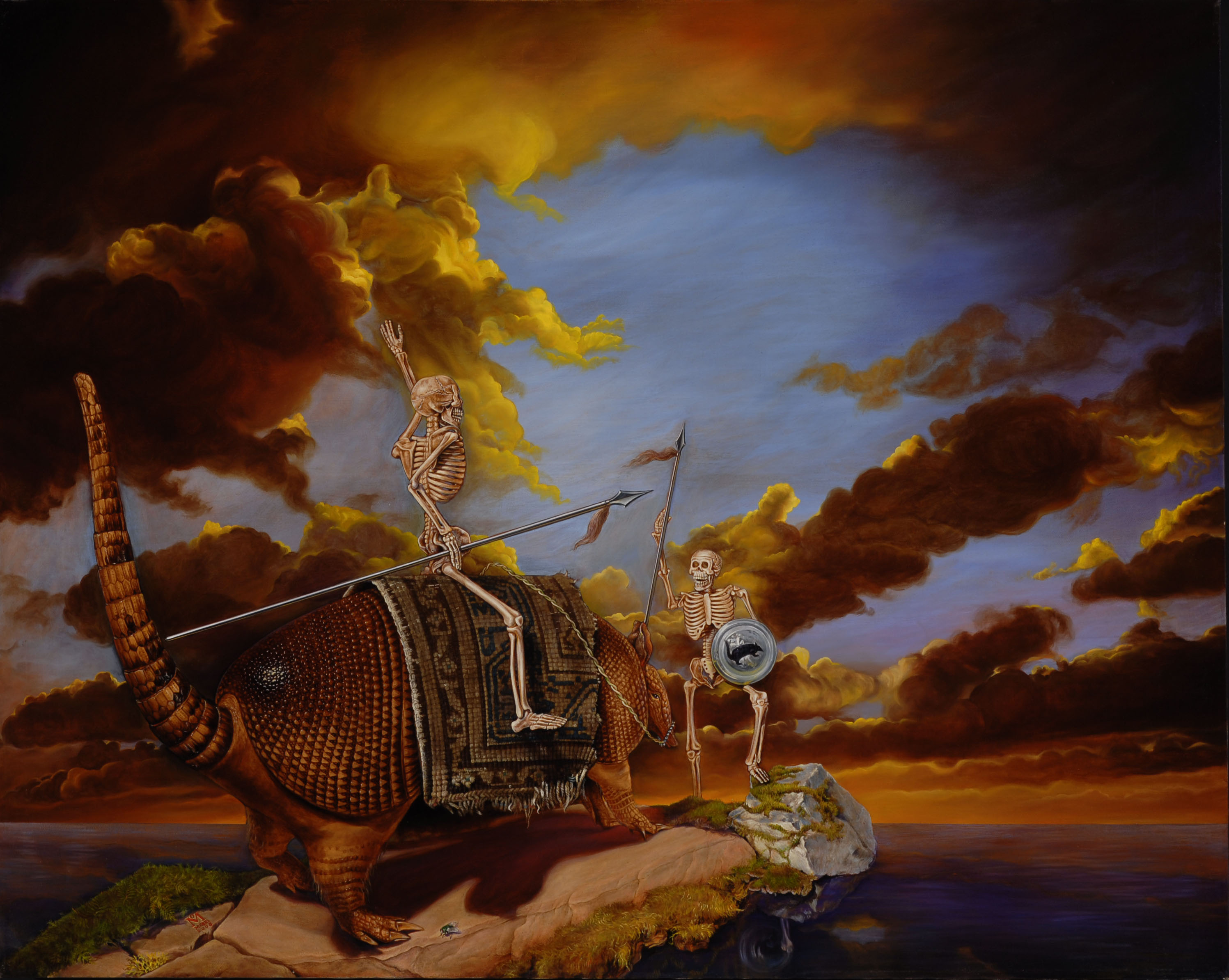 Armadillo Wars, 40 x 32", oil/linen