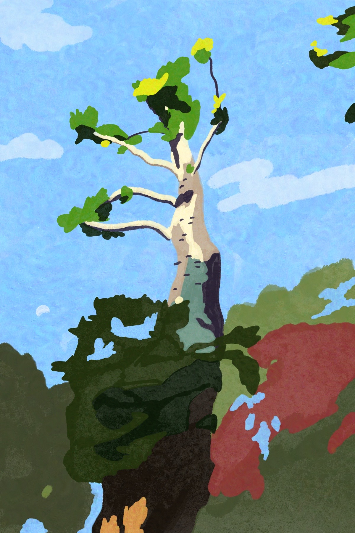 Beginning of Fall, iPad drawing, 2020