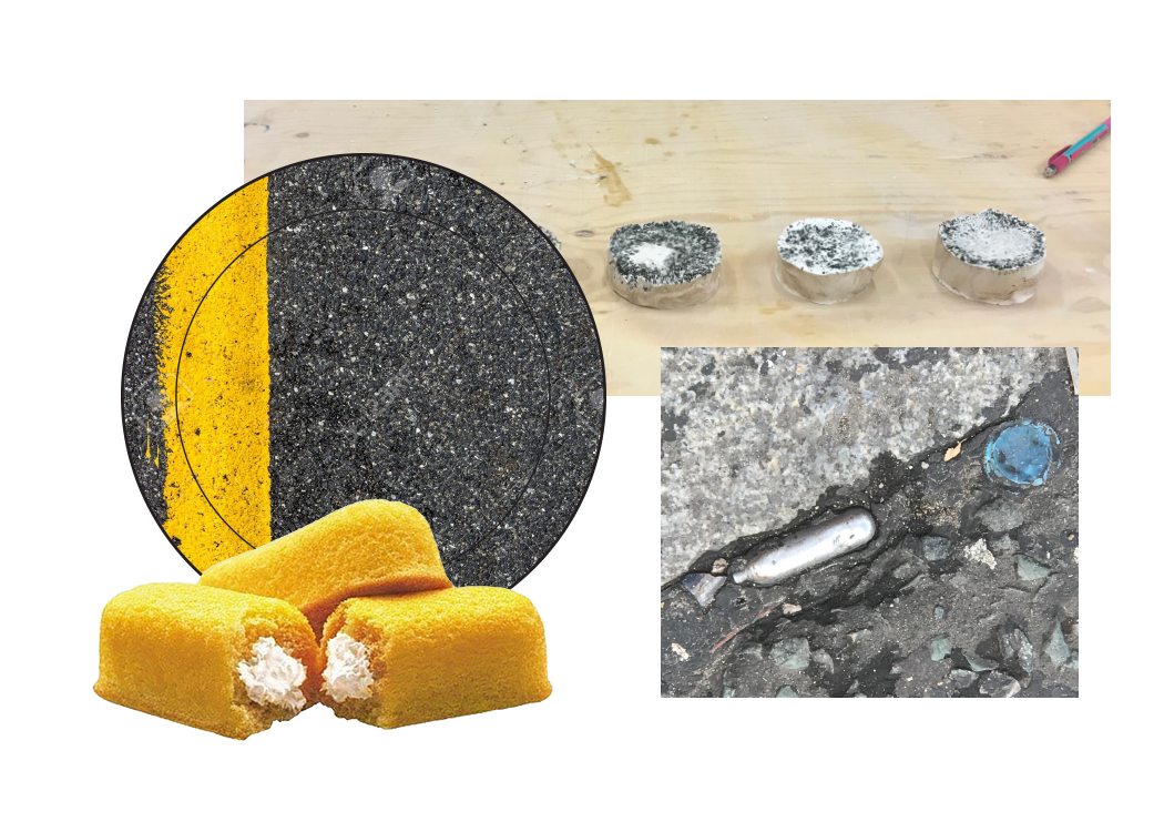 High grog black clay, slab rolled and roughly torn. Also experimented with gravel cast in plaster. Transparent satin glaze, and brushed bright yellow glaze. To plate scavenged or highly industrial meals.