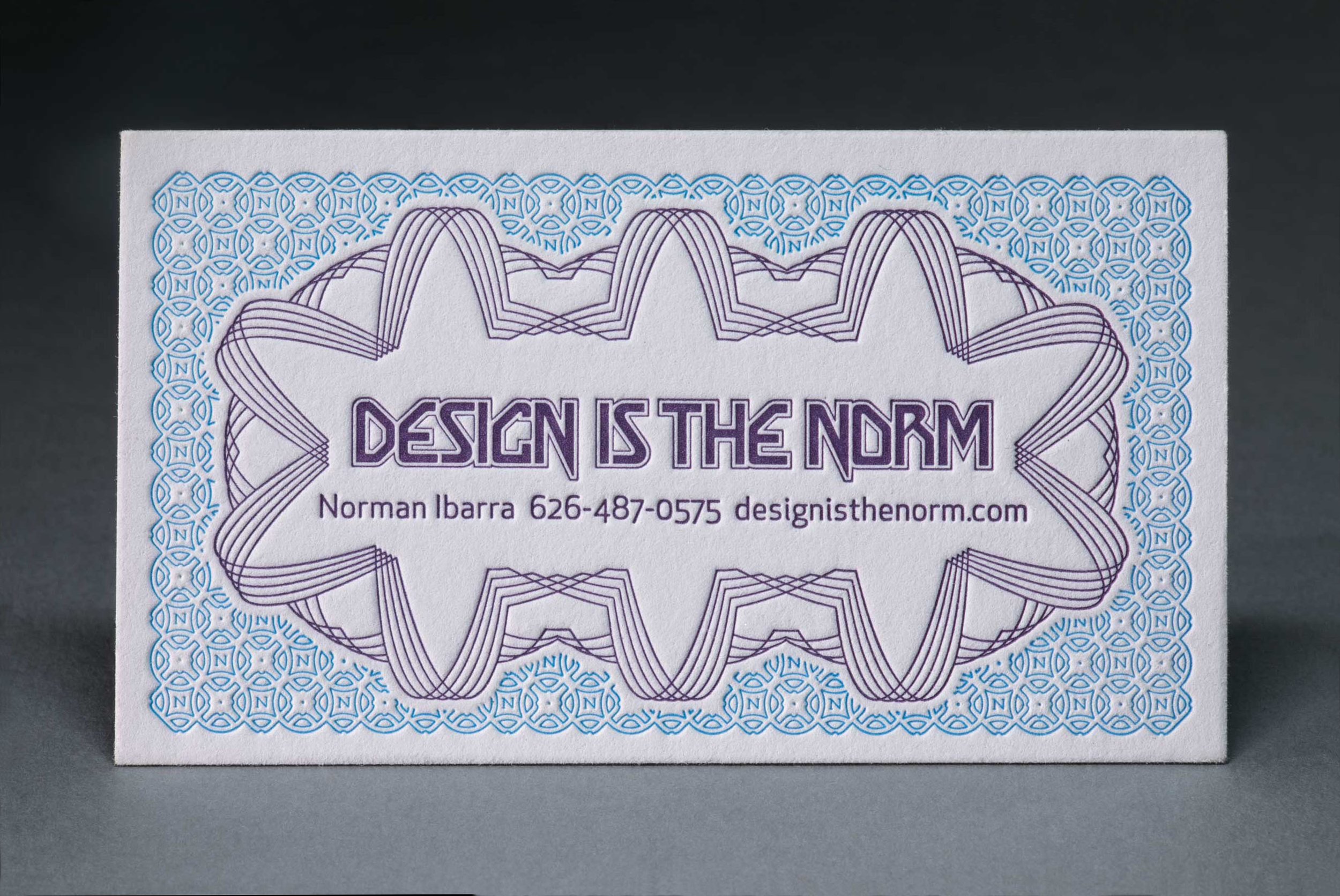 LETTERPRESSDesign is the Norm business cards
