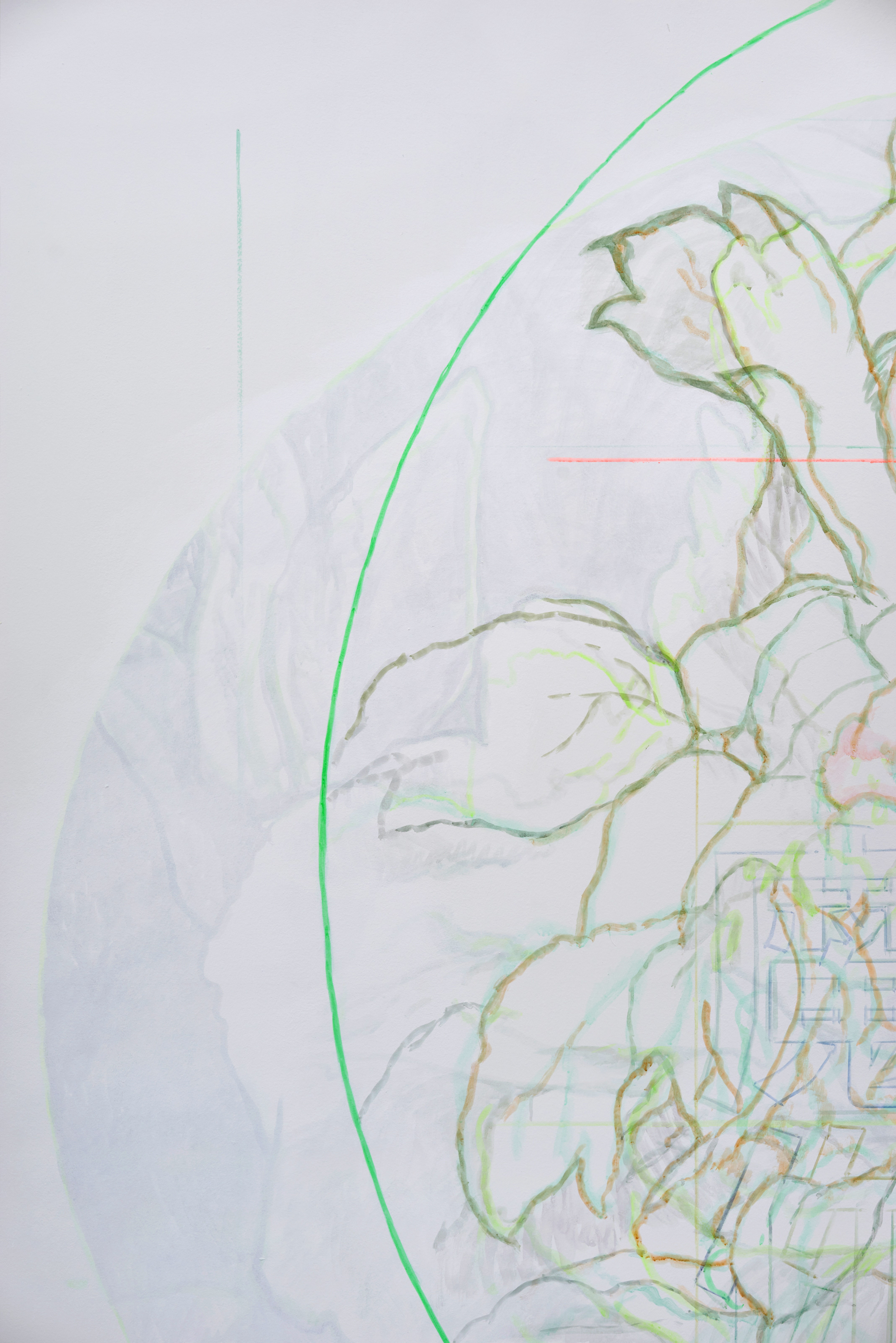 표어연습(모란)/2021/벽 위에 아크릴채색/가변크기/부분