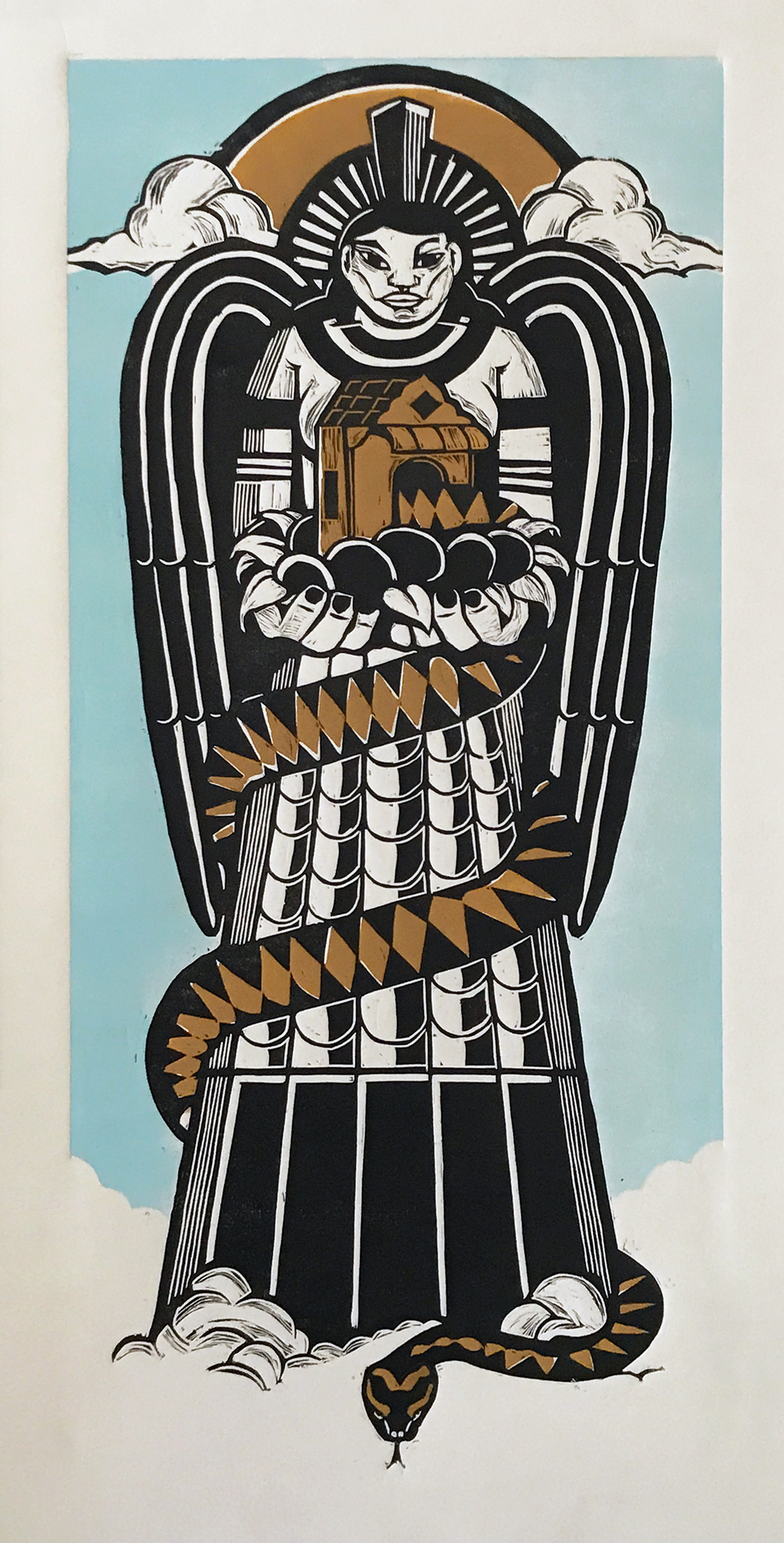 Figura Sincrética I | 47x93cm | 2021 | Xilogravura