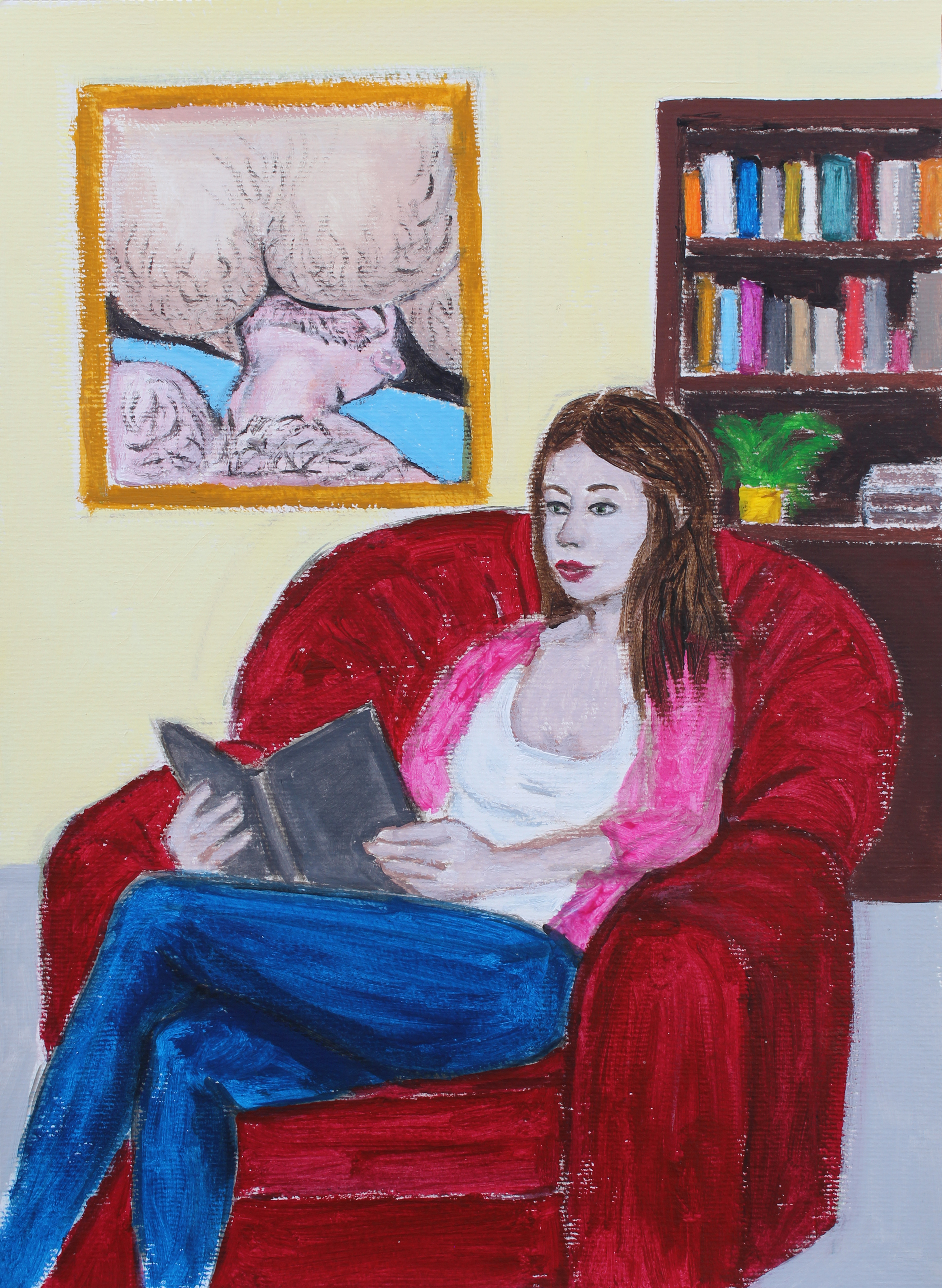 Reading, Acrylic on paper, A3, 2021