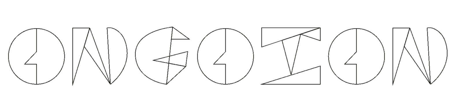 Logotype of ONGOING that looks like paper origami with square and circle shape.