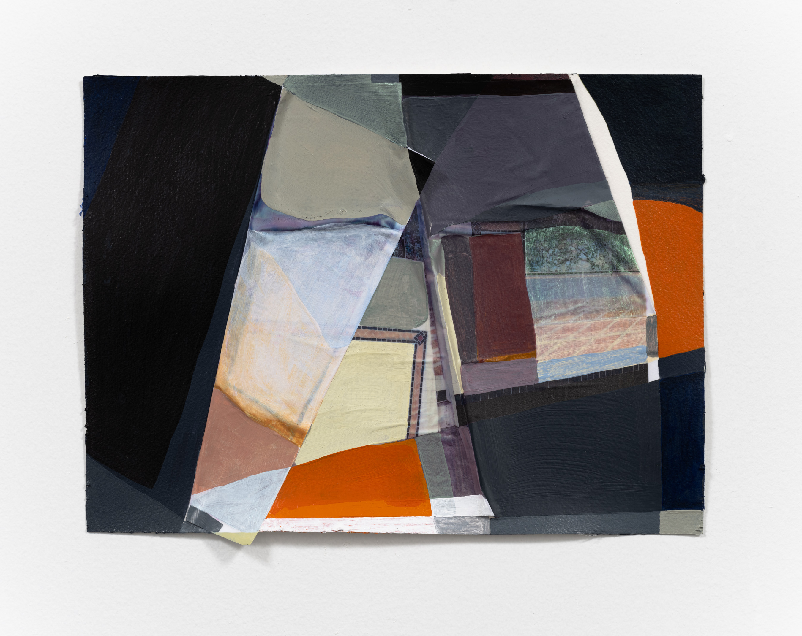 161st St/Yankee Stadium, 2023, 9 x 12 in, Acrylic and printed photograph on Arches paper