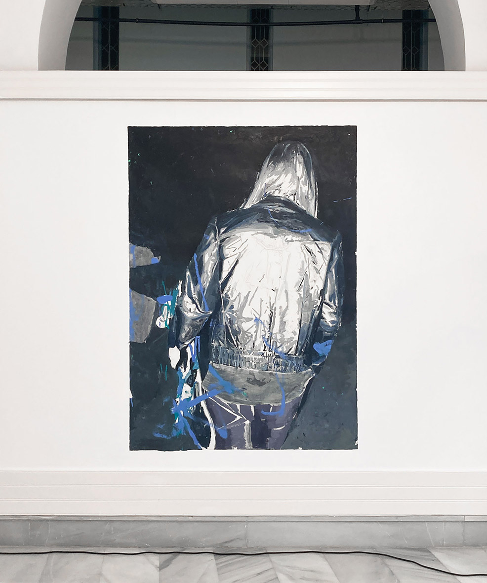 View: Sala Pescadería Vieja, Jerez. "La vuelta" 180 x 130 cm. Oil on paper, 2021