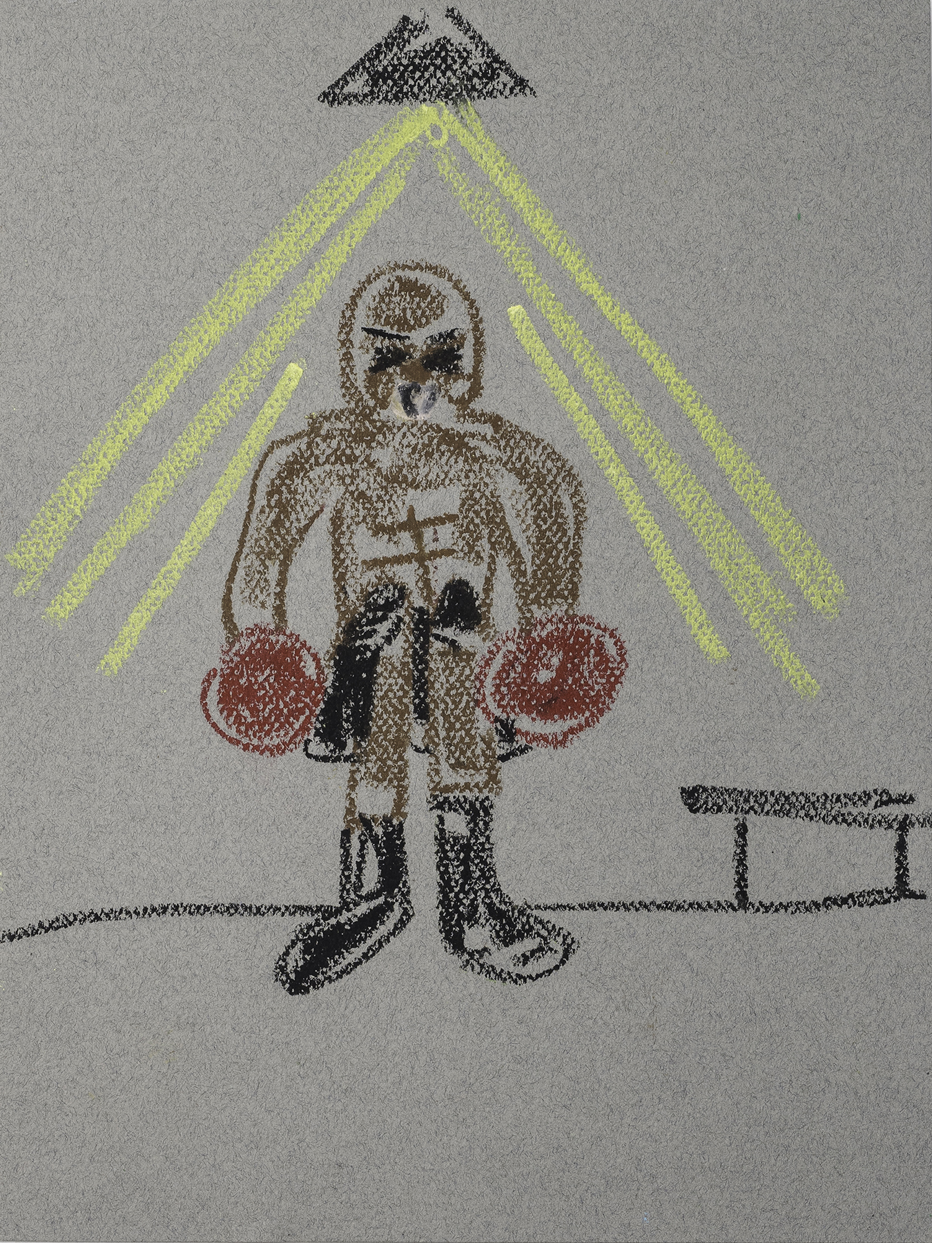 Boxer Training  (2022)  Circuits 9x12  in   Oil Bar on Cotton Paper