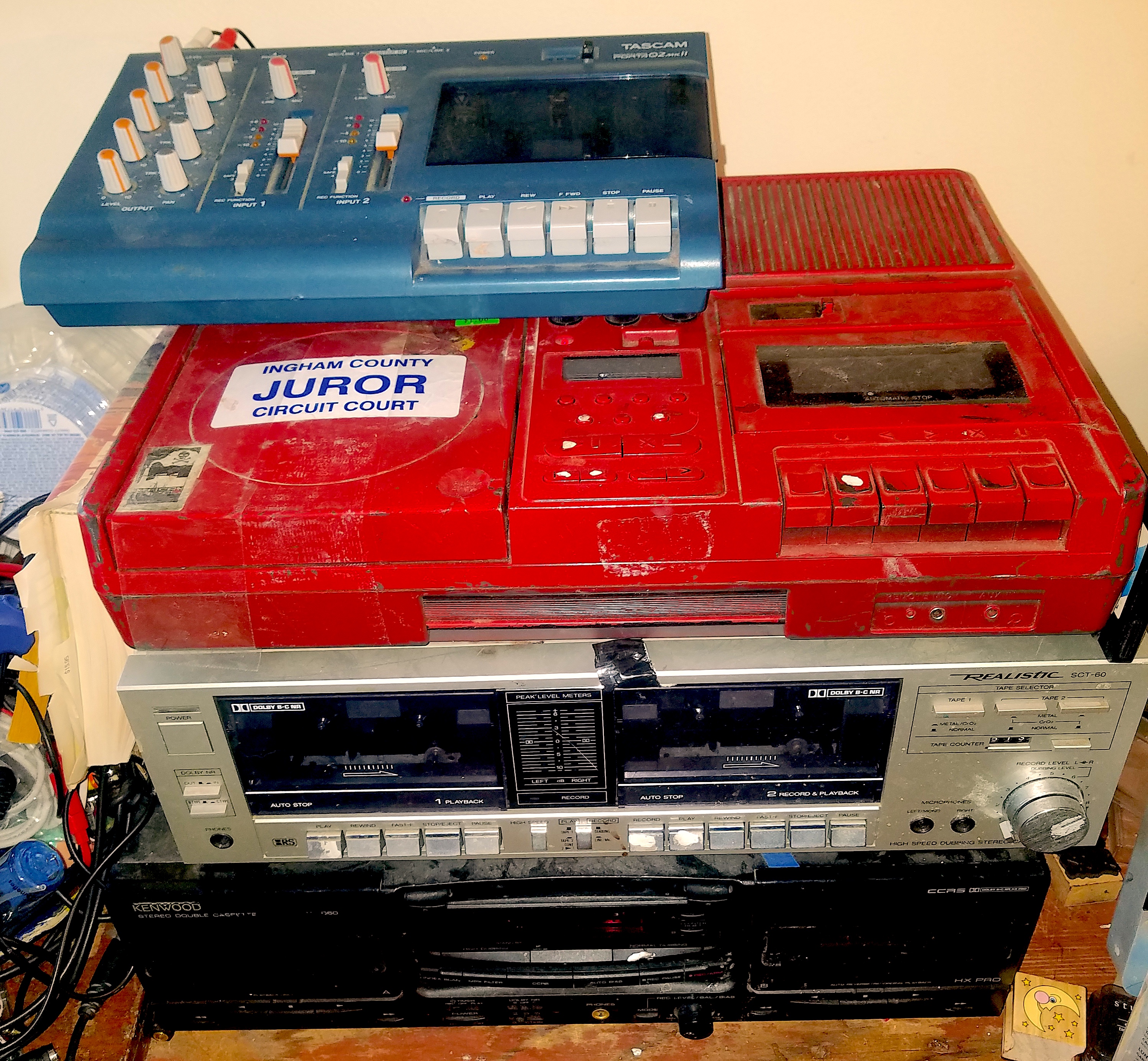 Dubbing and recording office station: Aside from regular cleaning these have been daily staples since 2010? The CD player has speed  / pitch control and the tascam is the best ever, also used to saturate before direct into the computer gonna be bummed when any of these mugs retire