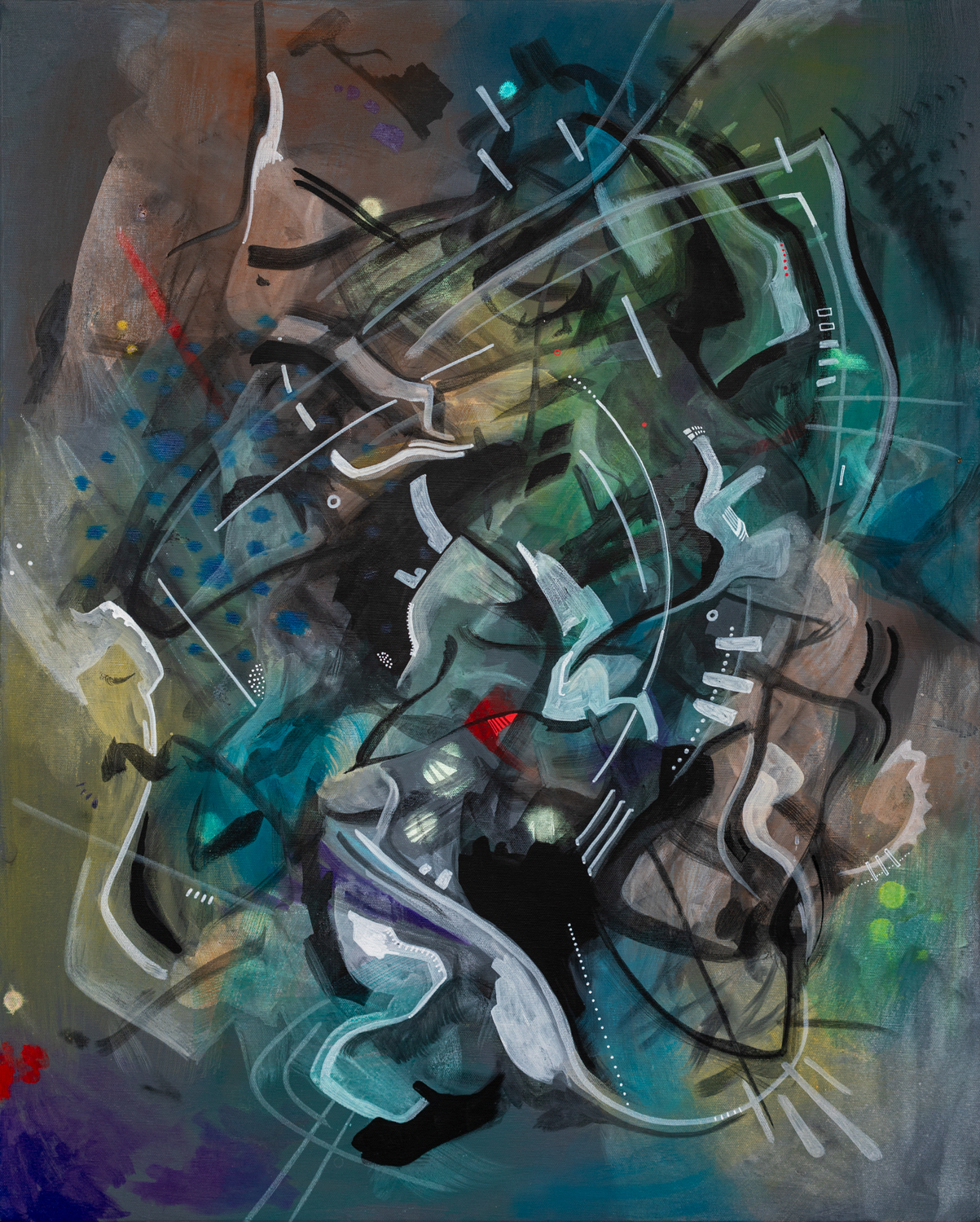 Untitled, 2024, Acrylic and Gouache on Canvas, 24 x 36 inches