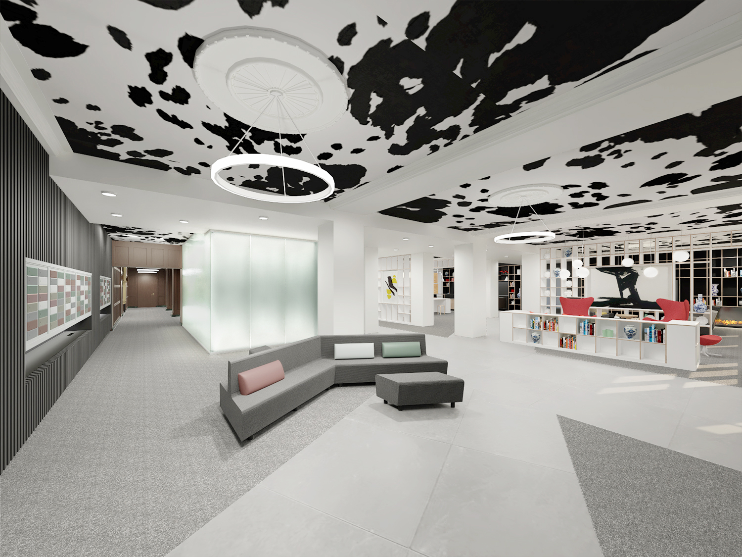 The eclectic design of the lobby