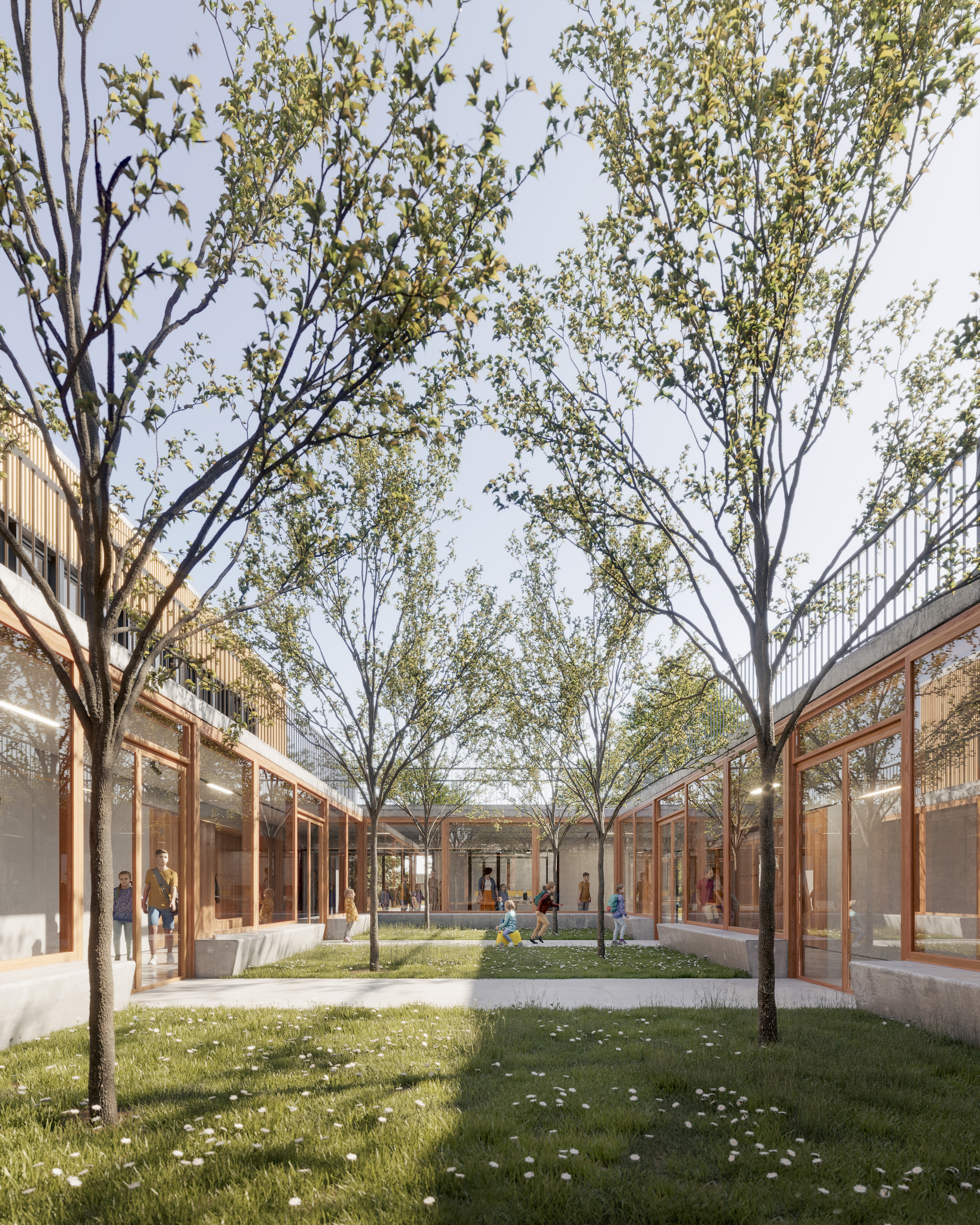 Maison de l’enfance, Bois Guillaume | Vue du patio intérieur