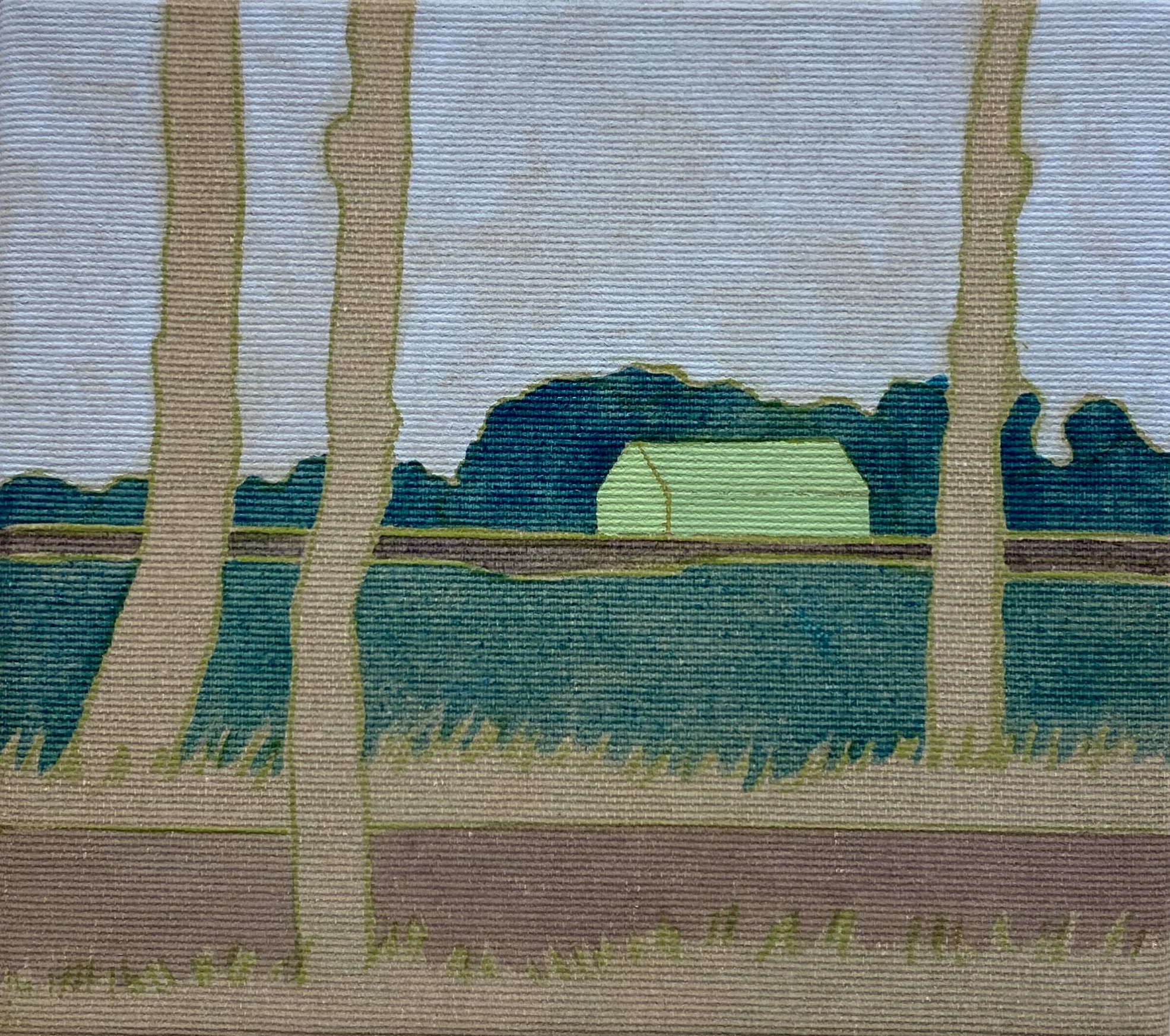 Dreamer #1, Acrylic and pencil on canvas, 18x20 cm, 2024