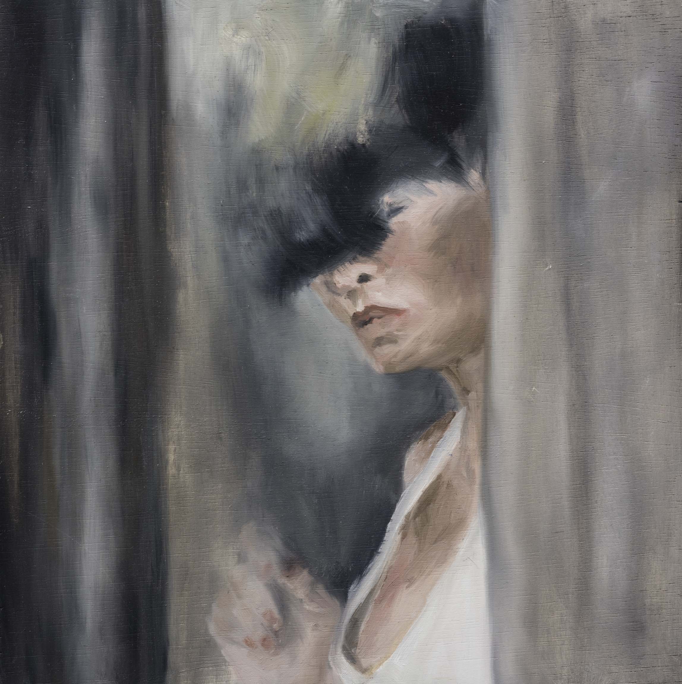 By the Window. 2016. oil on wood. 14x14 inches. 36 x 36 cm.