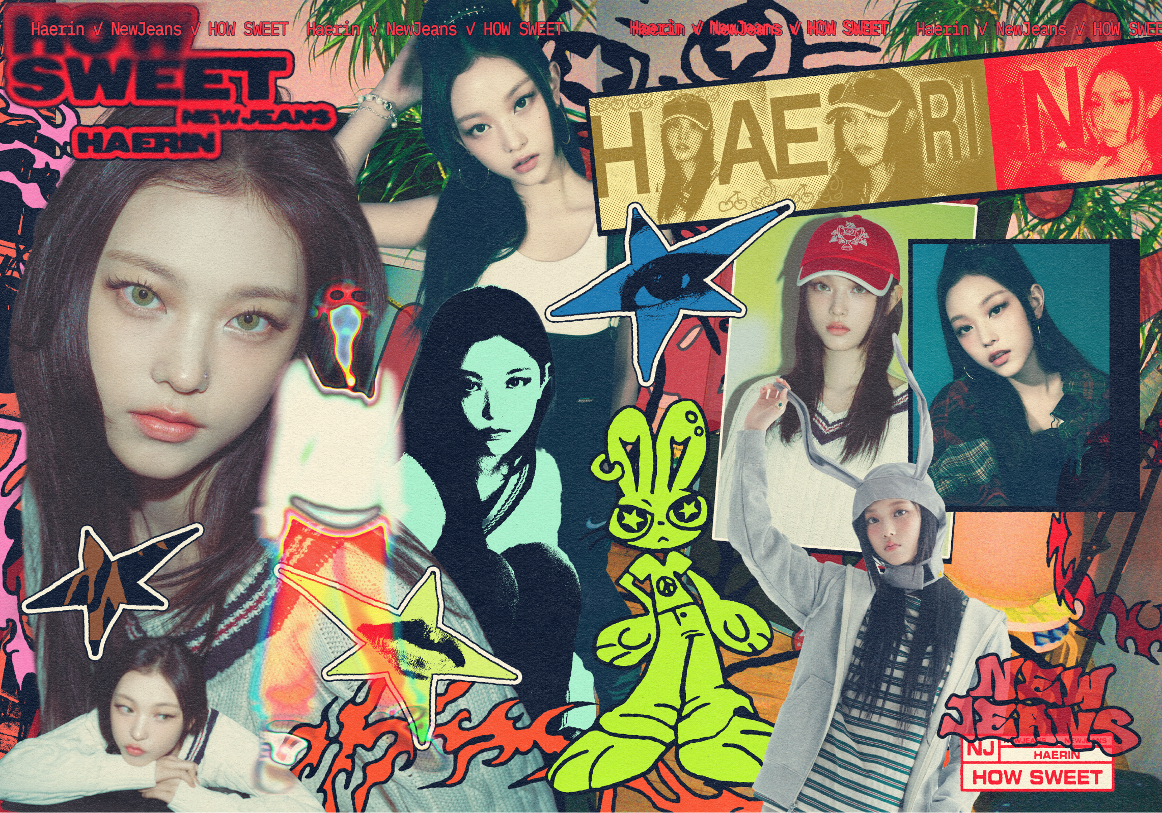 NewJeans 'HOW SWEET' Album Character, Illust, Logo Design