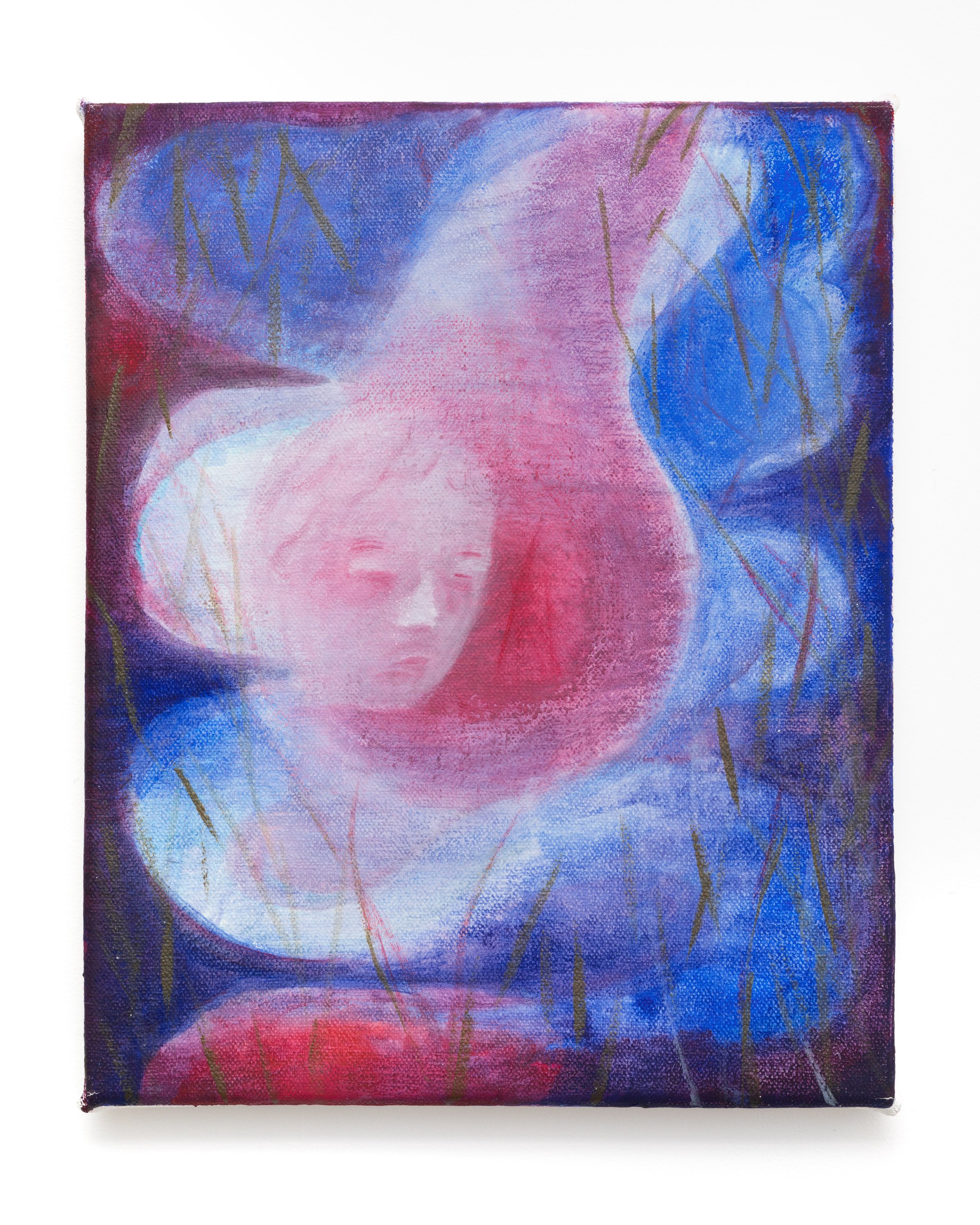 Pear, 2023. Acrylic, watercolor, and flashe on canvas. 8 x 10 inches.