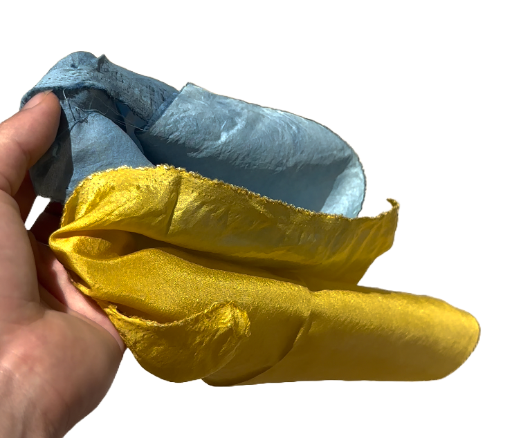silk in indigo (above) and golden rod (below)