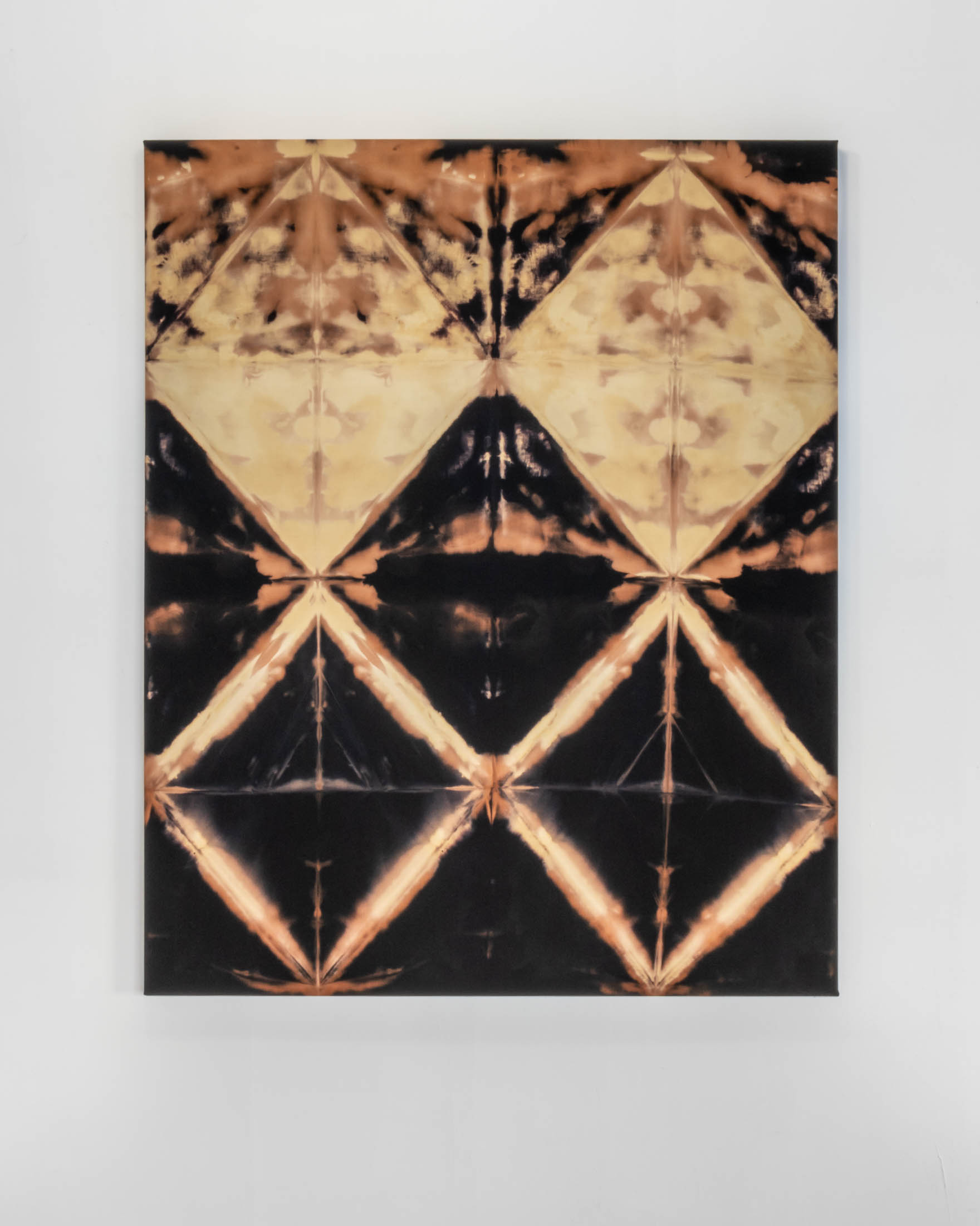 Study for entropic index 1, 2019, bleach and vinegar on dyed cotton, 42 x 34 in. (107 x 86 cm)