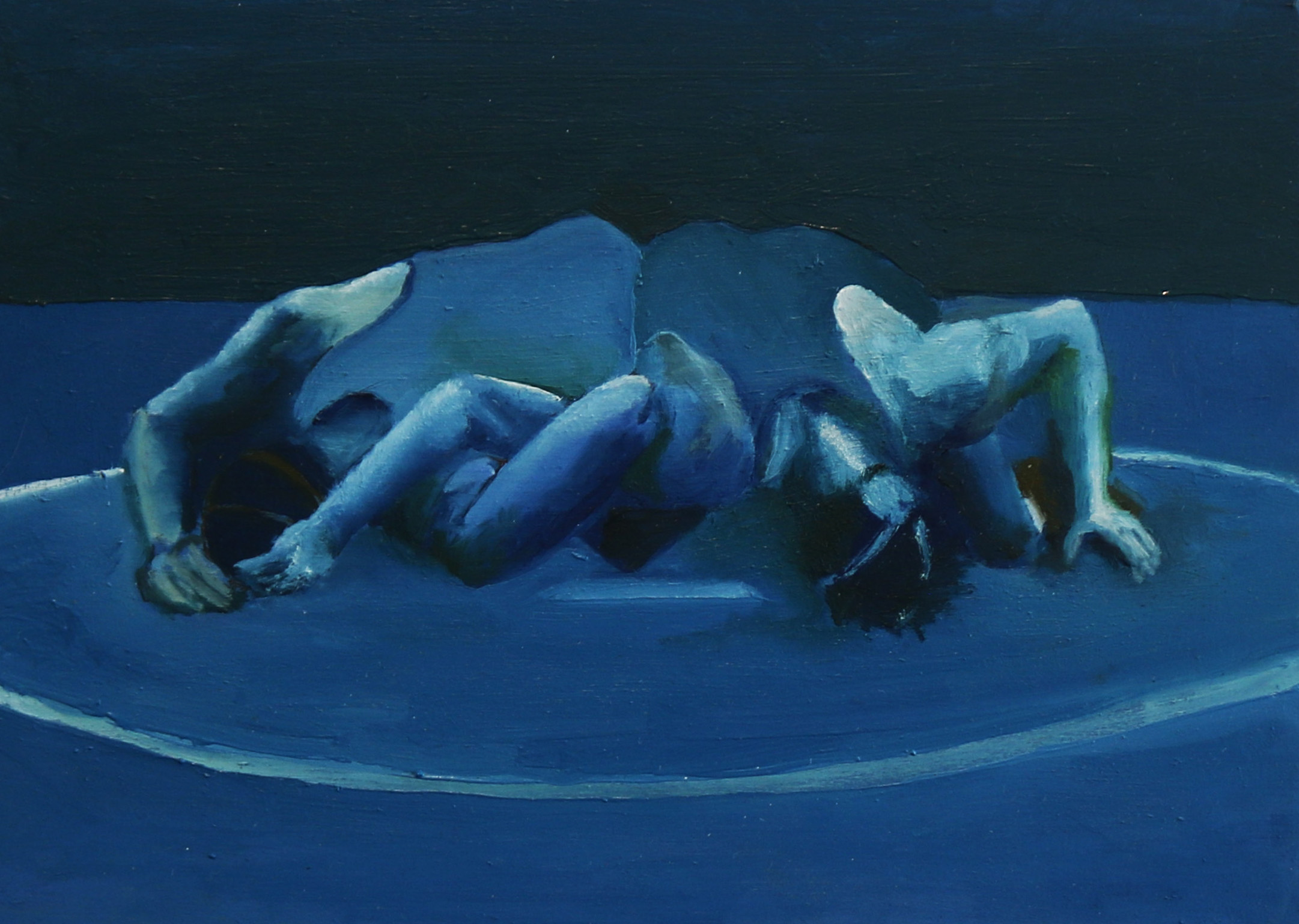 Luin Joy, Together 1, 8 x 6 inches, oil on clayboard, 2024.