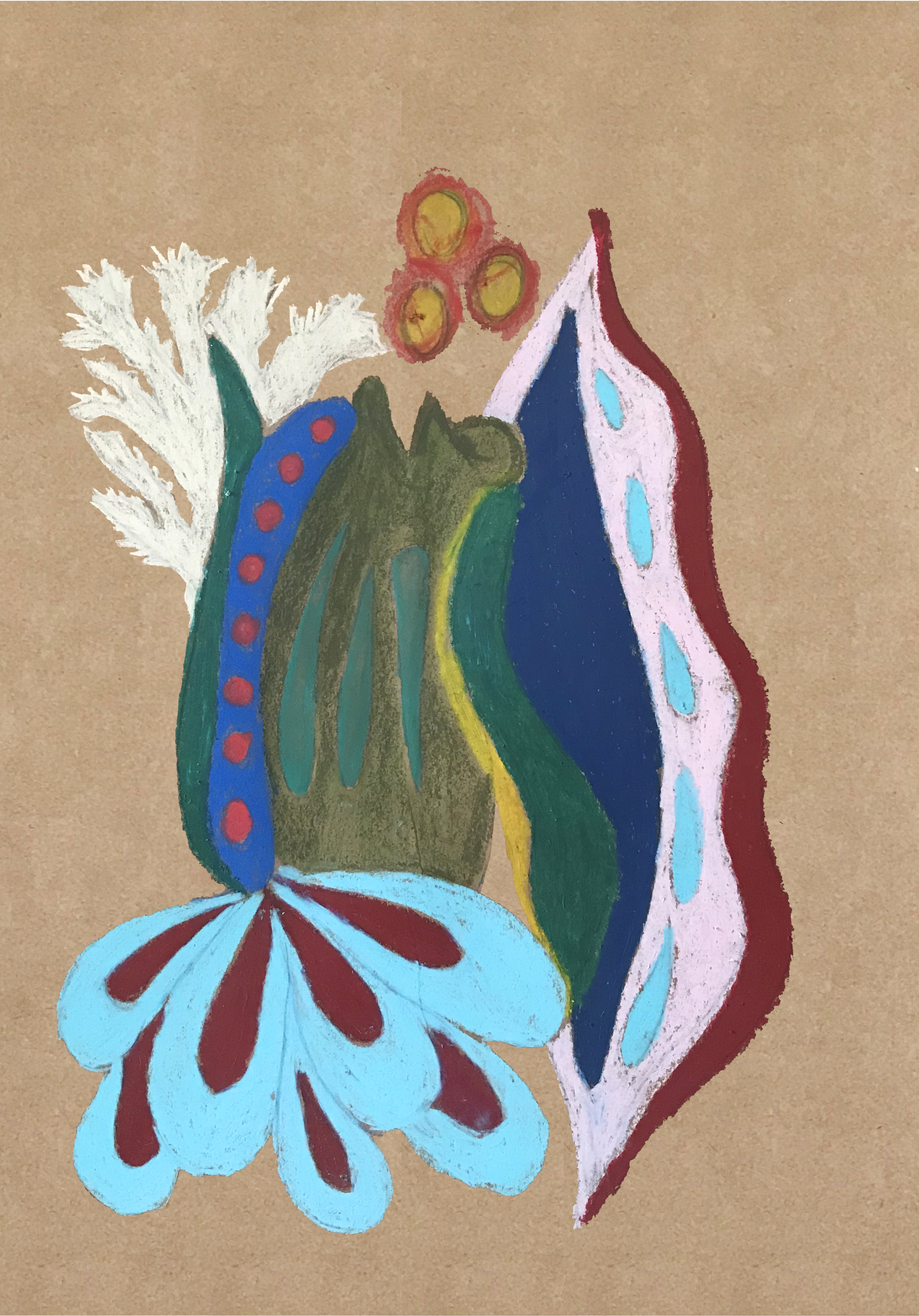 Naturephilosophie III - Charcoal, Watercolor, Gouache, Oil Pastels, Ink and Pencil on Paper 70 x 100 cm